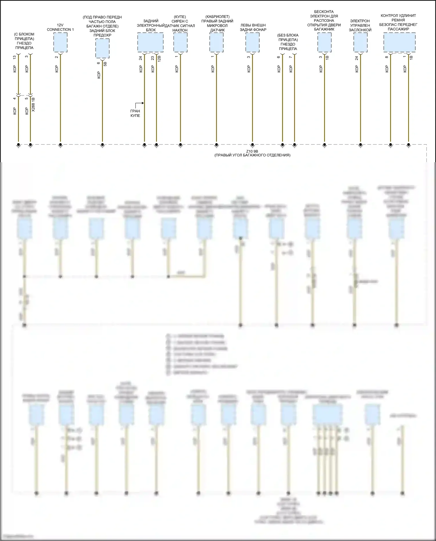 4 серия Gran Coupe BMW F36 (2013-2017): Электросхема точек подключения масс (3 из 4) 