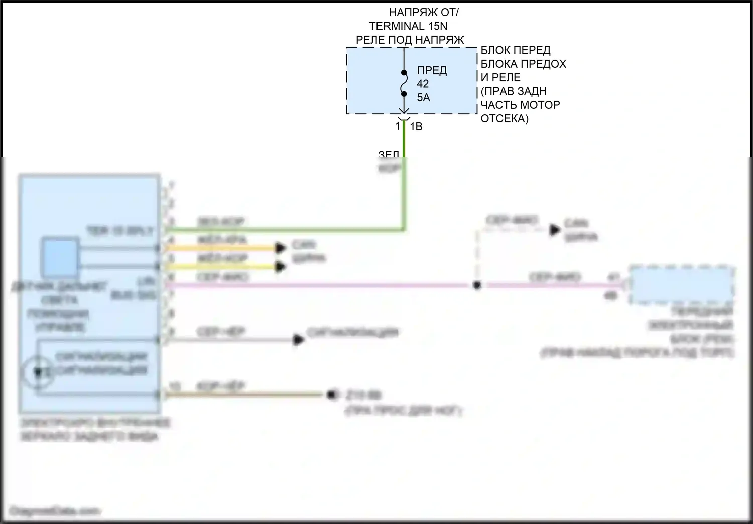 4 серия Gran Coupe BMW F36 (2013-2017): Электросхема управления зеркалами заднего вида 