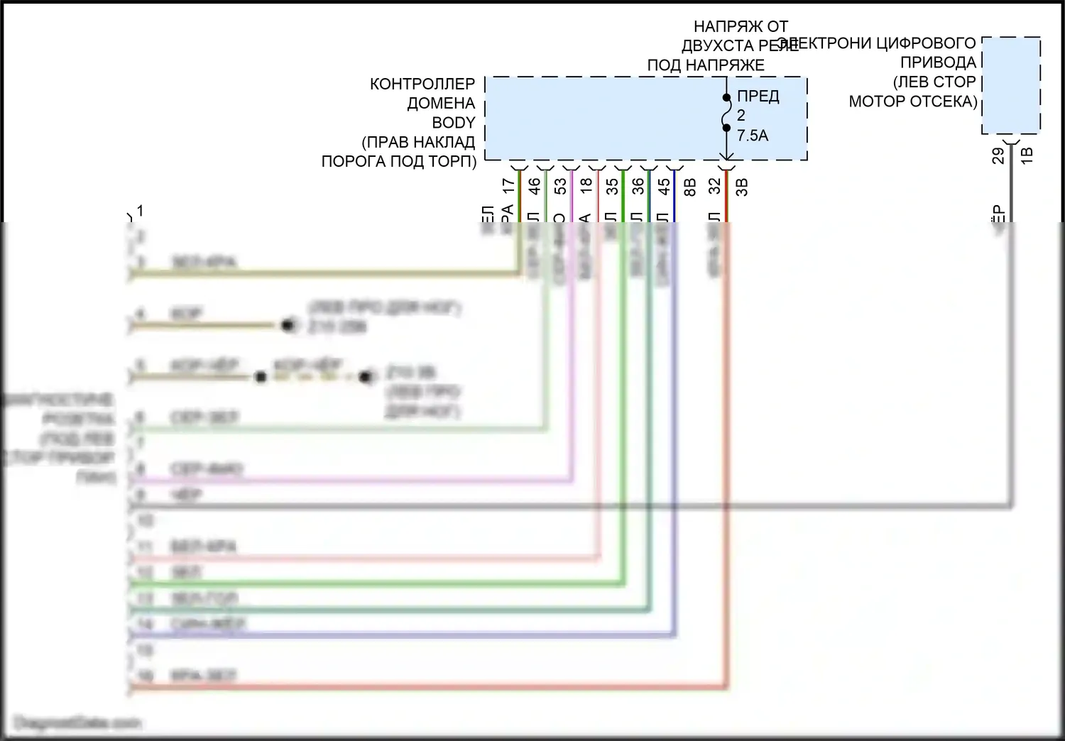 4 серия Gran Coupe BMW G26 (2020-2024): Электросхема диагностического разхъема 