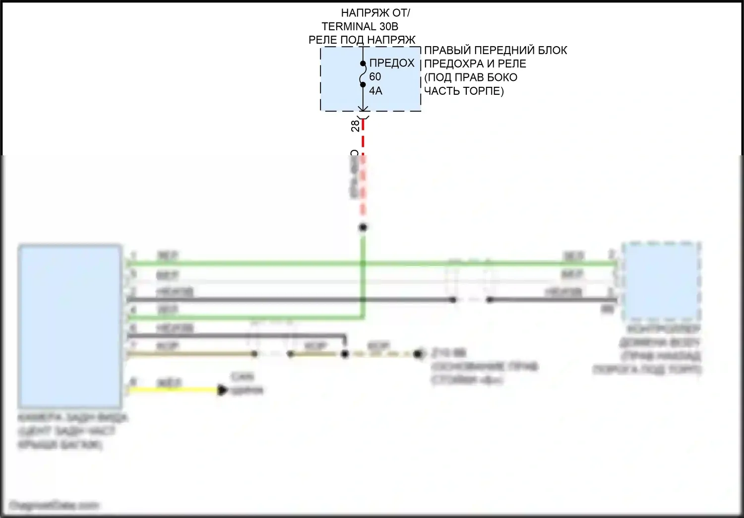 4 серия Gran Coupe BMW G26 (2020-2024): Электросхема задней камеры 