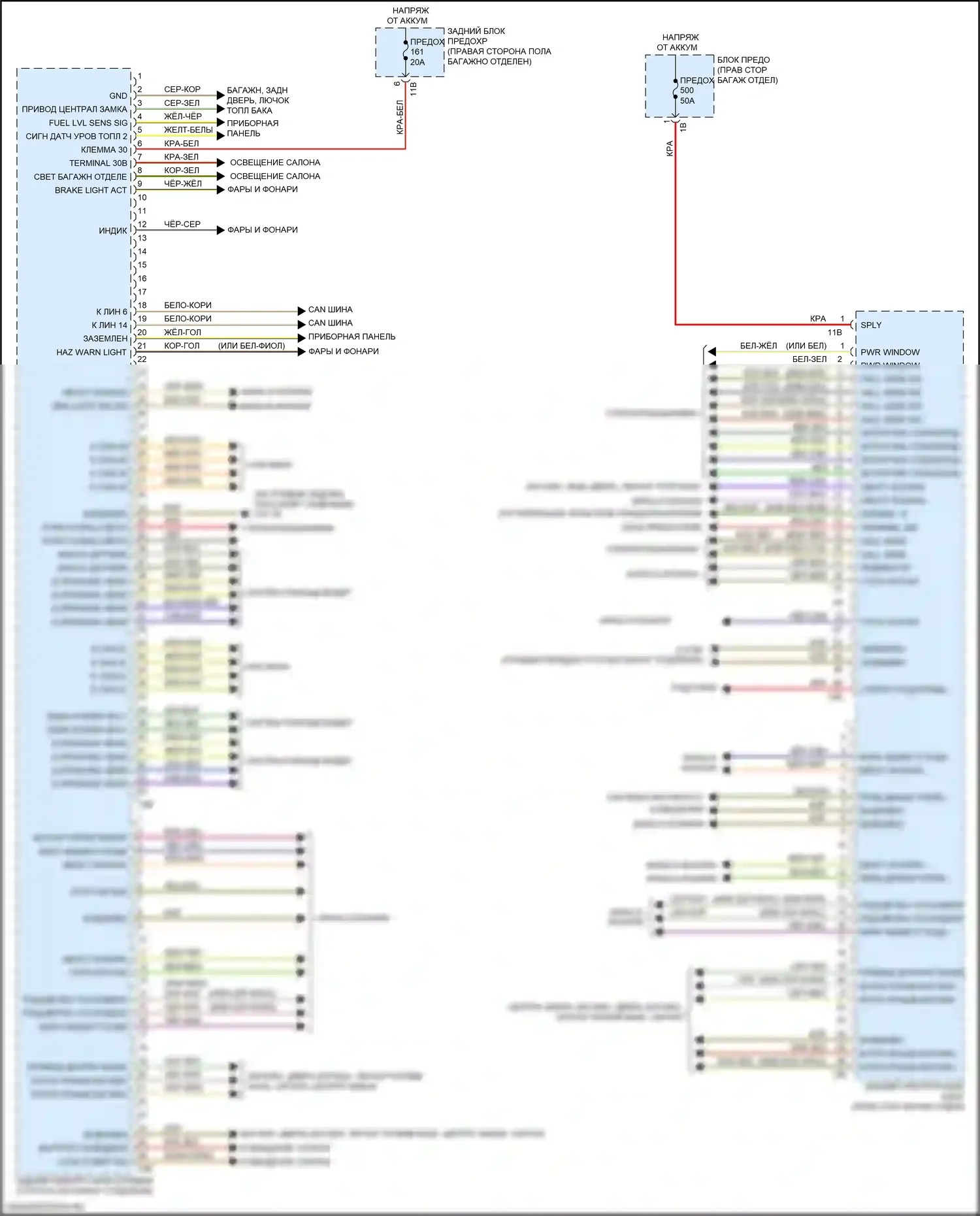 4 серия BMW F32/F33 рестайлинг (2017-2020): Электросхема заднего электронного блока управления 