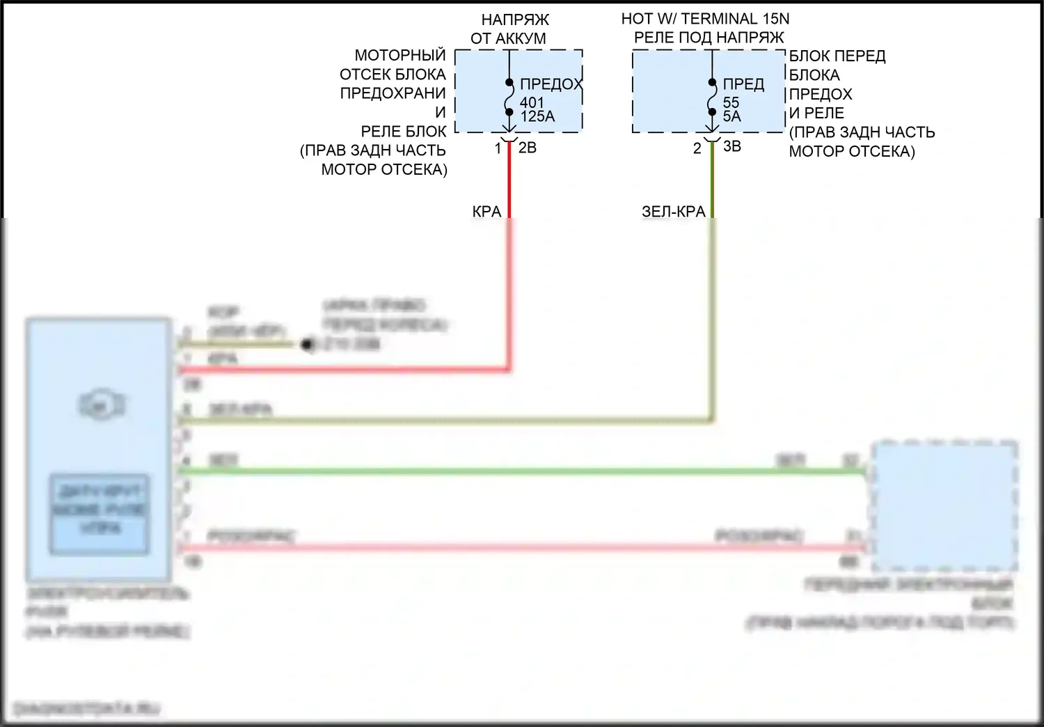 4 серия BMW F32/F33 рестайлинг (2017-2020): Электросхема электроусилителя руля 