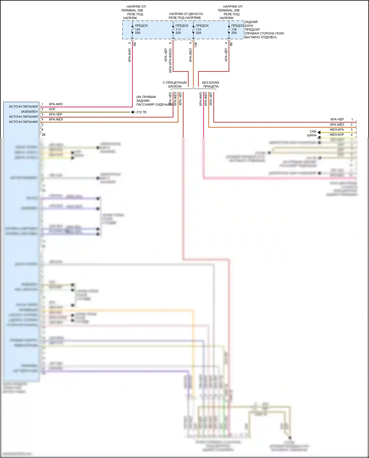 4 серия BMW F32/F33 рестайлинг (2017-2020): Электросхема буксировки прицепа 