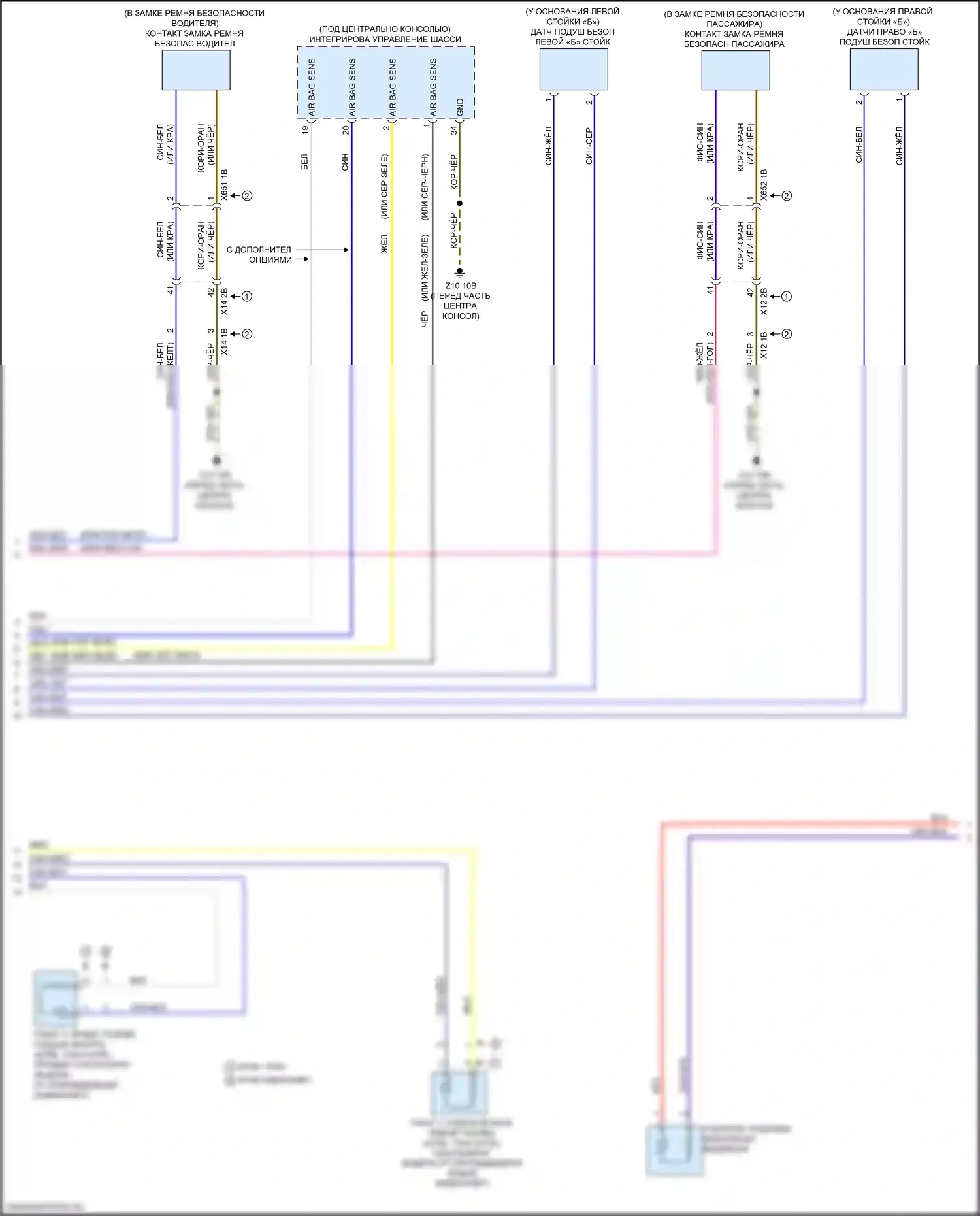 4 серия BMW F32/F33 рестайлинг (2017-2020): Электросхема подушек безопасности (3 из 4) 