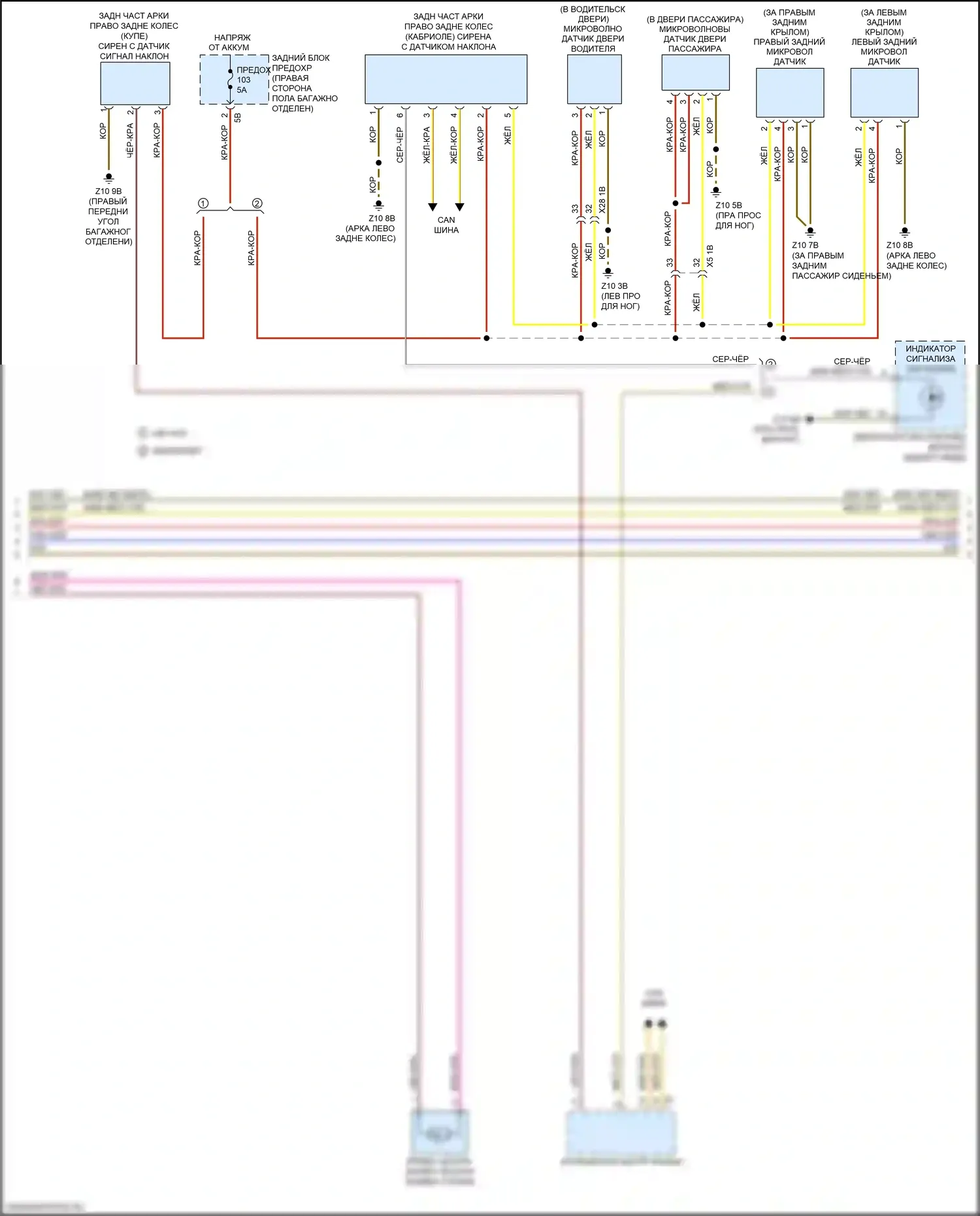 4 серия BMW F32/F33 рестайлинг (2017-2020): Электросхема сигнализации и центрального запирания (2 из 3) 