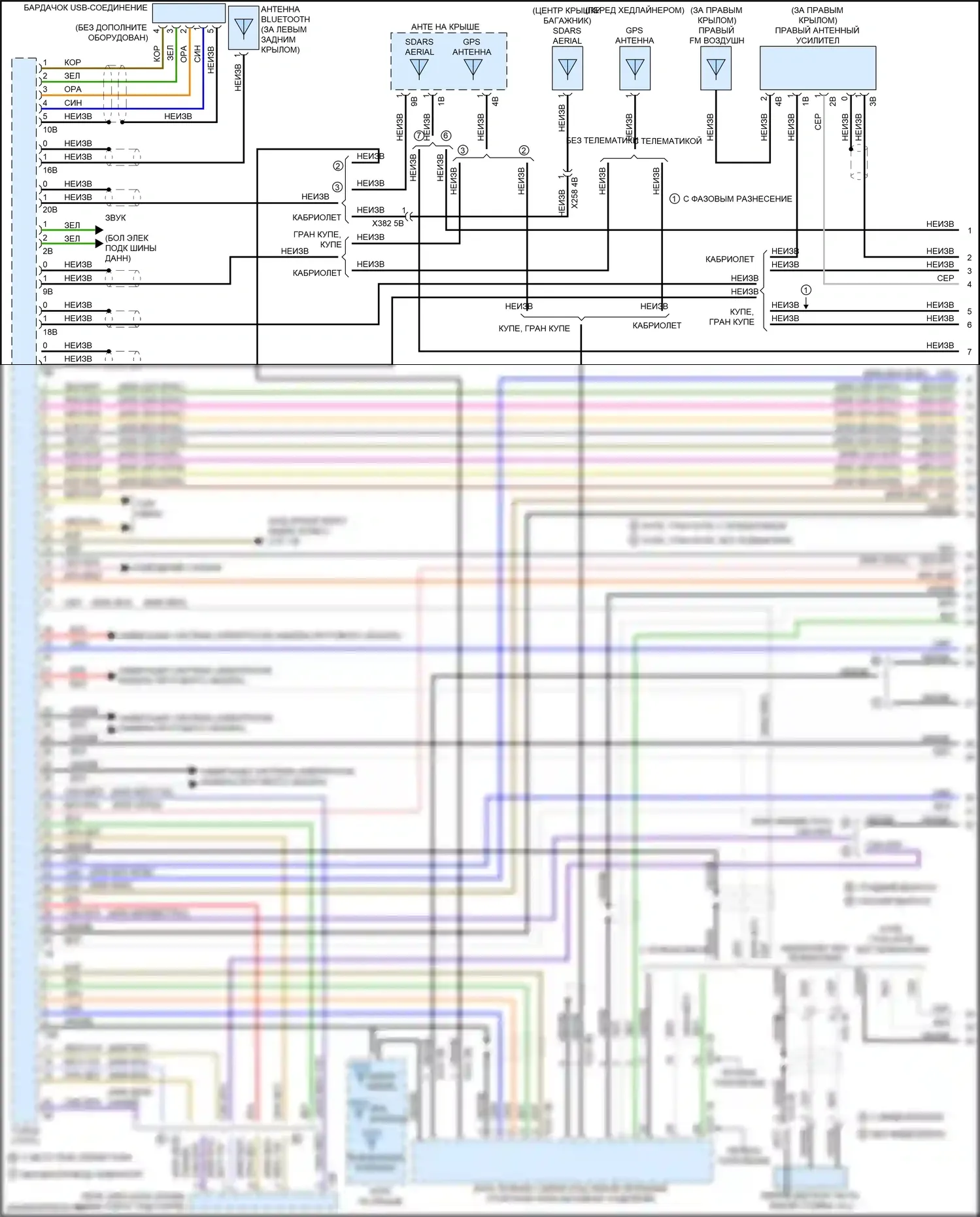 4 серия BMW F32/F33 рестайлинг (2017-2020): Электросхема навигации, с магнитолой hifi, без активного звукового оформления (1 из 6) 