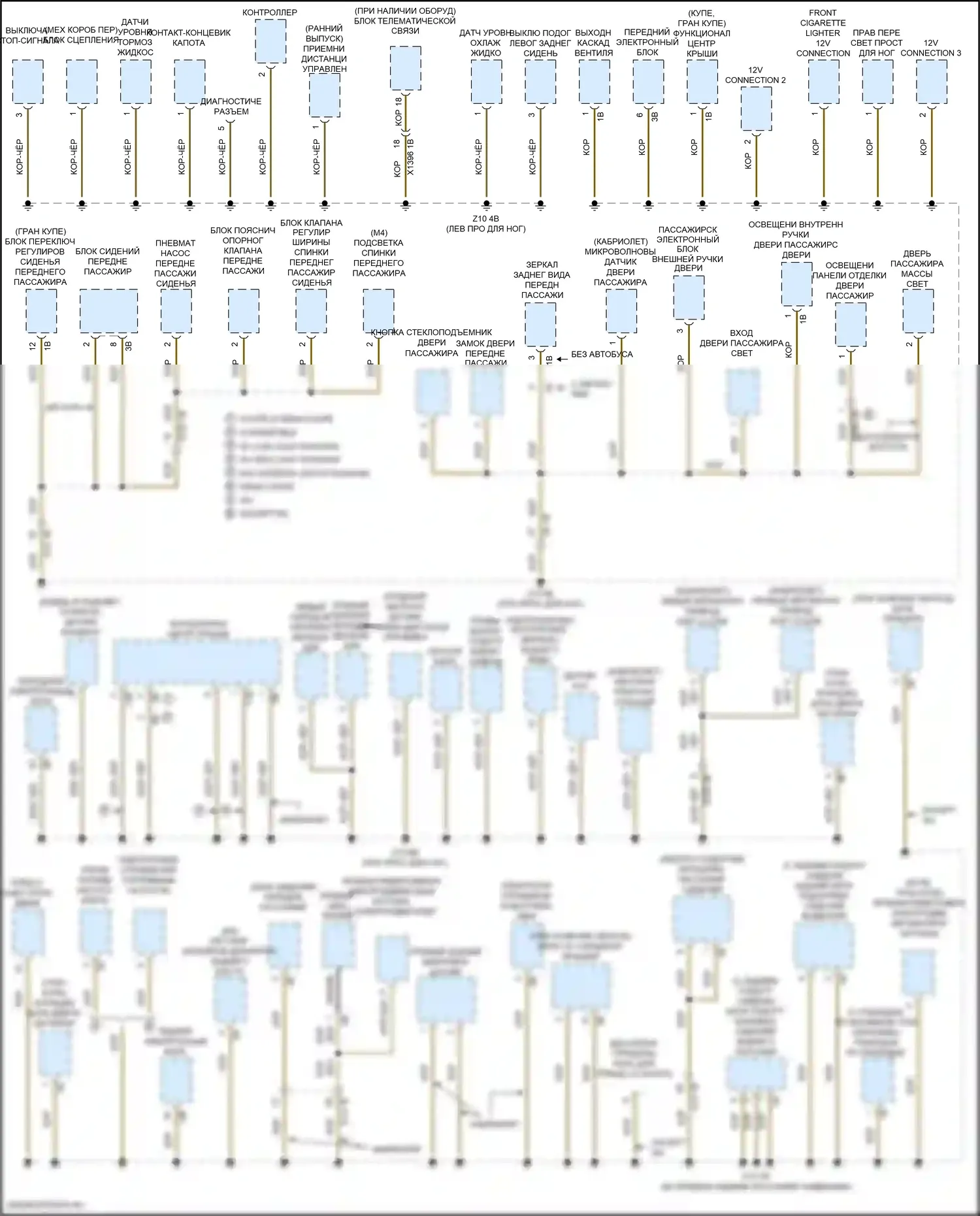 4 серия BMW F32/F33 рестайлинг (2017-2020): Электросхема точек подключения масс (2 из 4) 