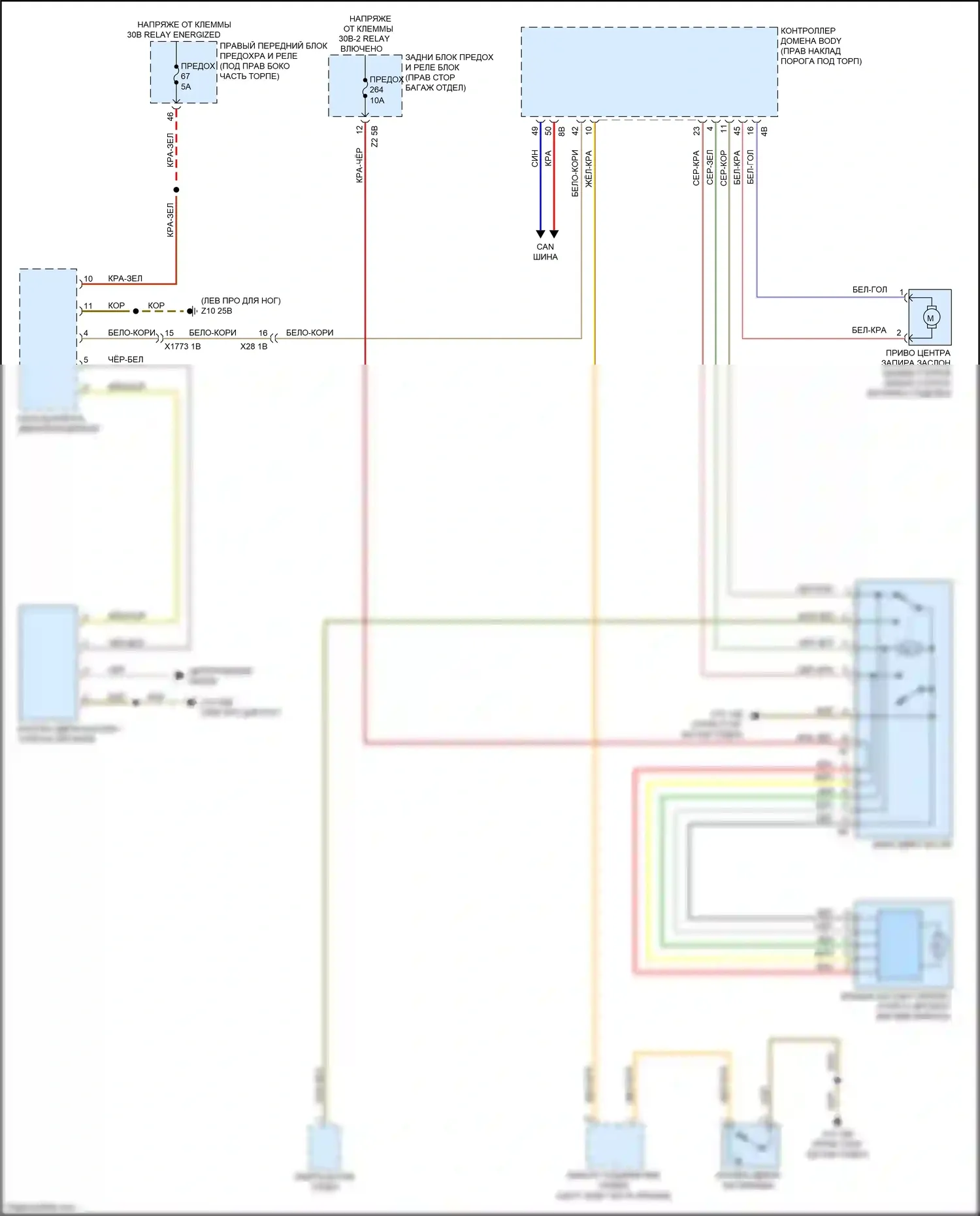 4 серия BMW G22/G23 (2020-2024): Электросхема открытия багажника и лючка топливного бака, кабриолет 