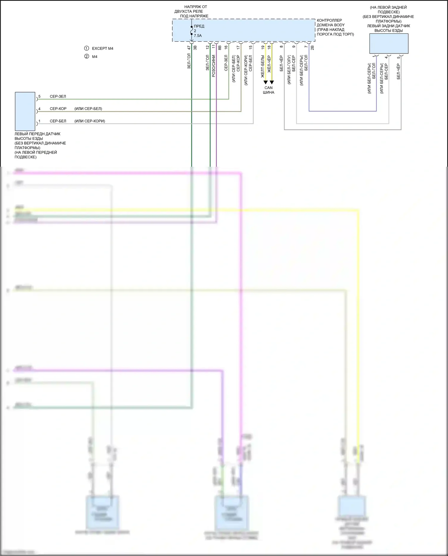 4 серия BMW G22/G23 (2020-2024): Электросхема электронной подвески (2 из 2) 