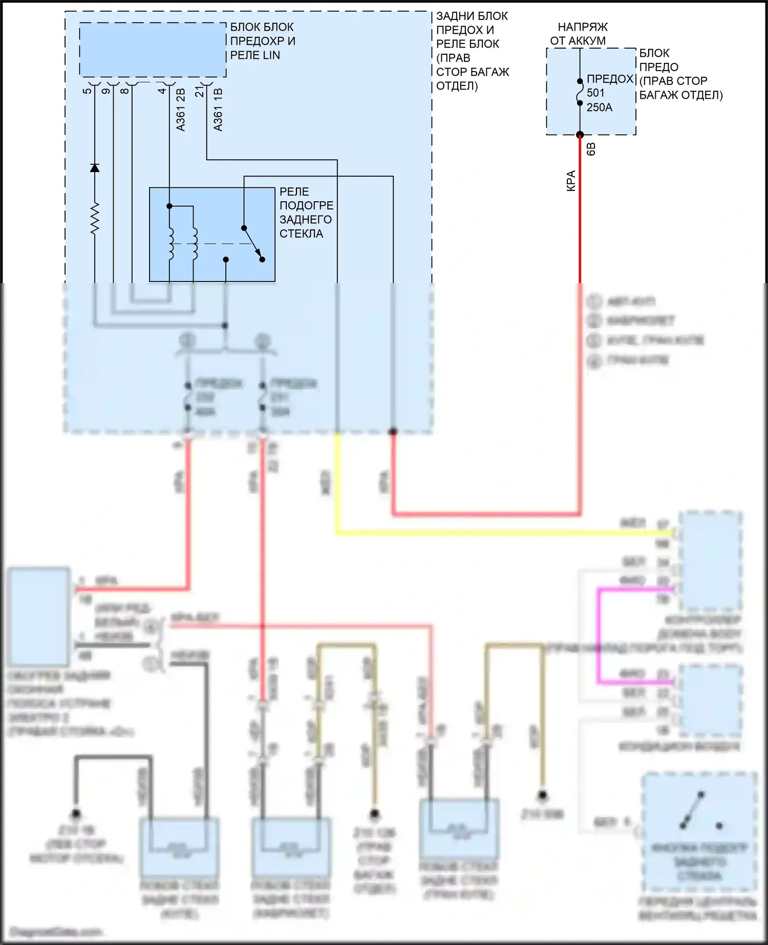 4 серия BMW G22/G23 (2020-2024): Электросхема заднего подогрева 
