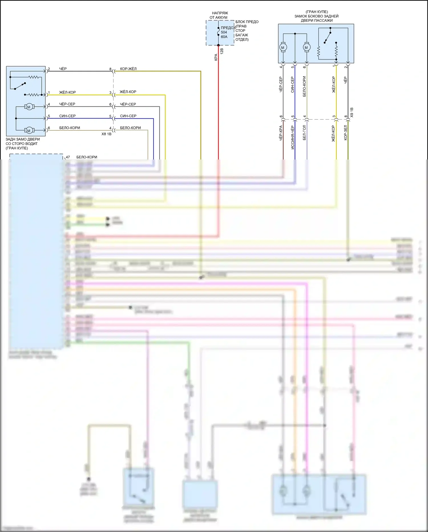 4 серия BMW G22/G23 (2020-2024): Электросхема сигнализации и центрального запирания (1 из 3) 
