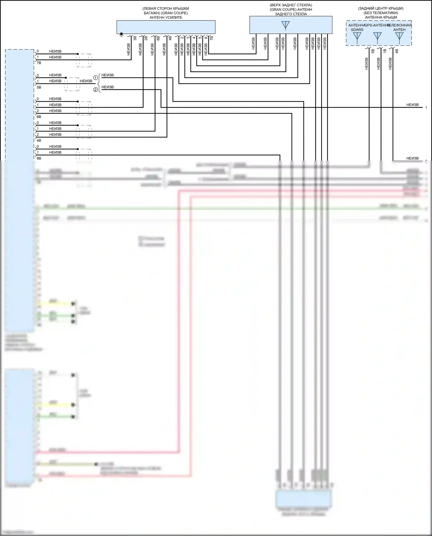 4 серия BMW G22/G23 (2020-2024): Электросхема навигации, средний уровень (1 из 6) 