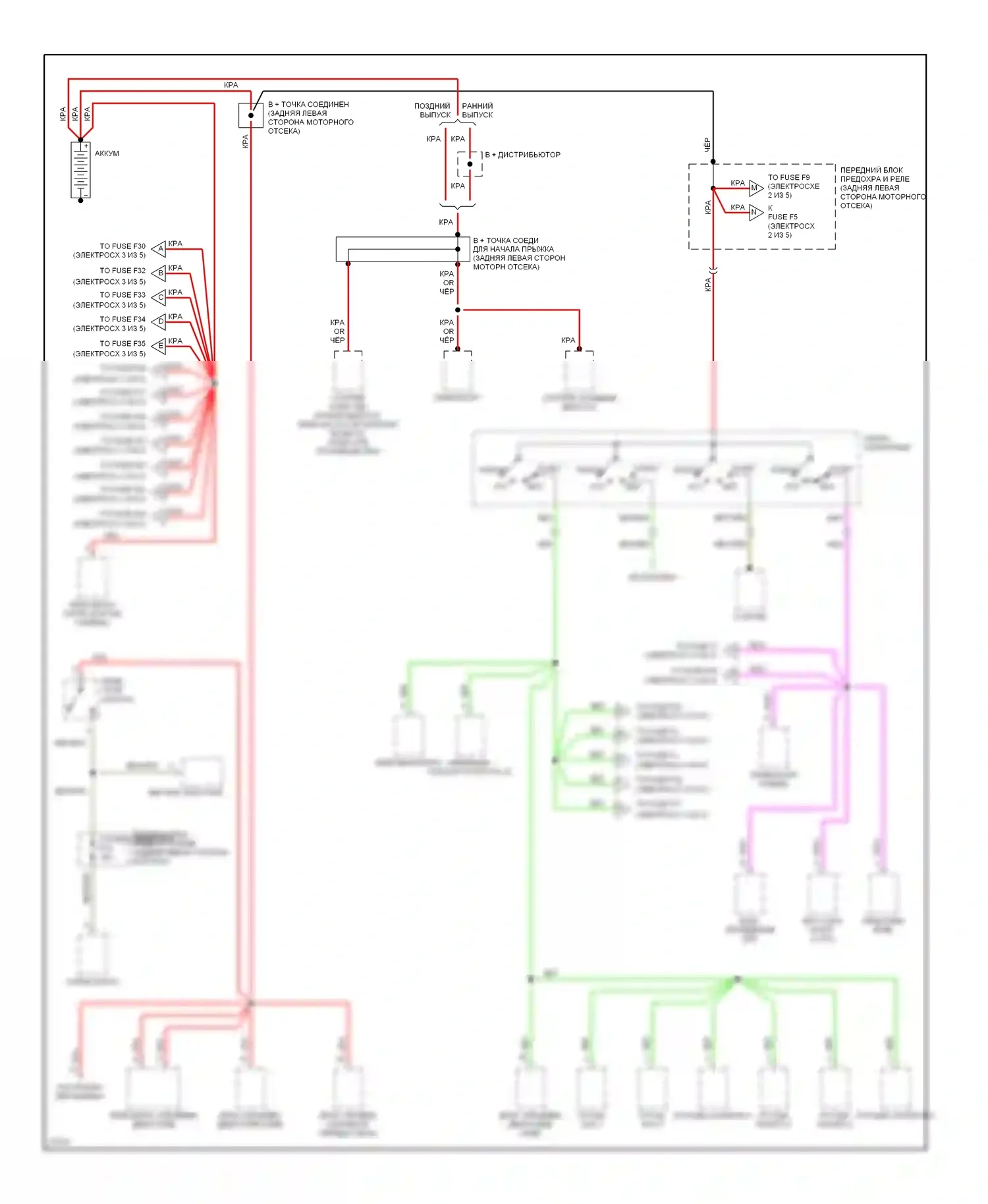 5 серия BMW E34 (1988-1996): Электросхема блока предохранителей реле (1 из 5) 