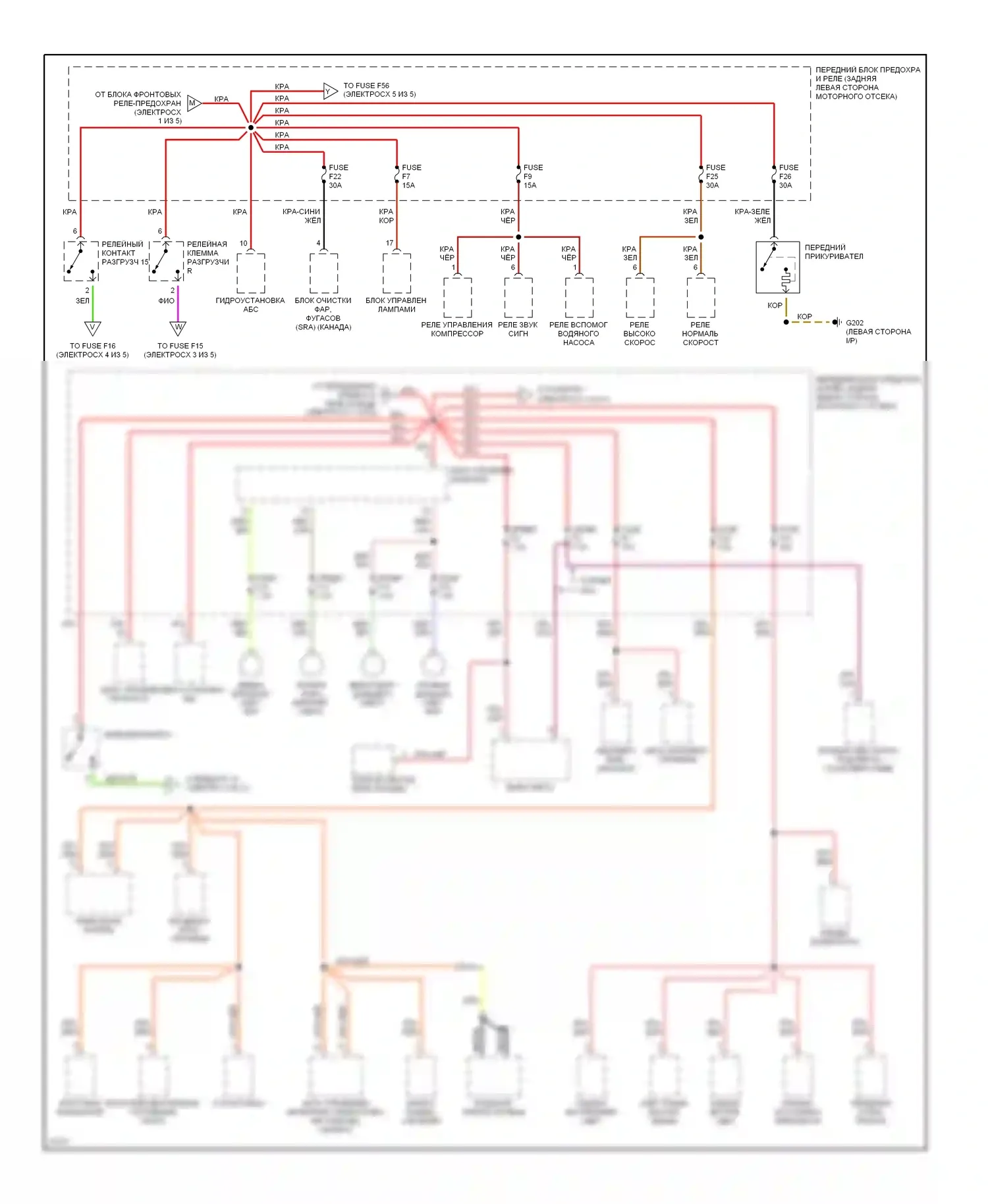 5 серия BMW E34 (1988-1996): Электросхема блока предохранителей реле (2 из 5) 