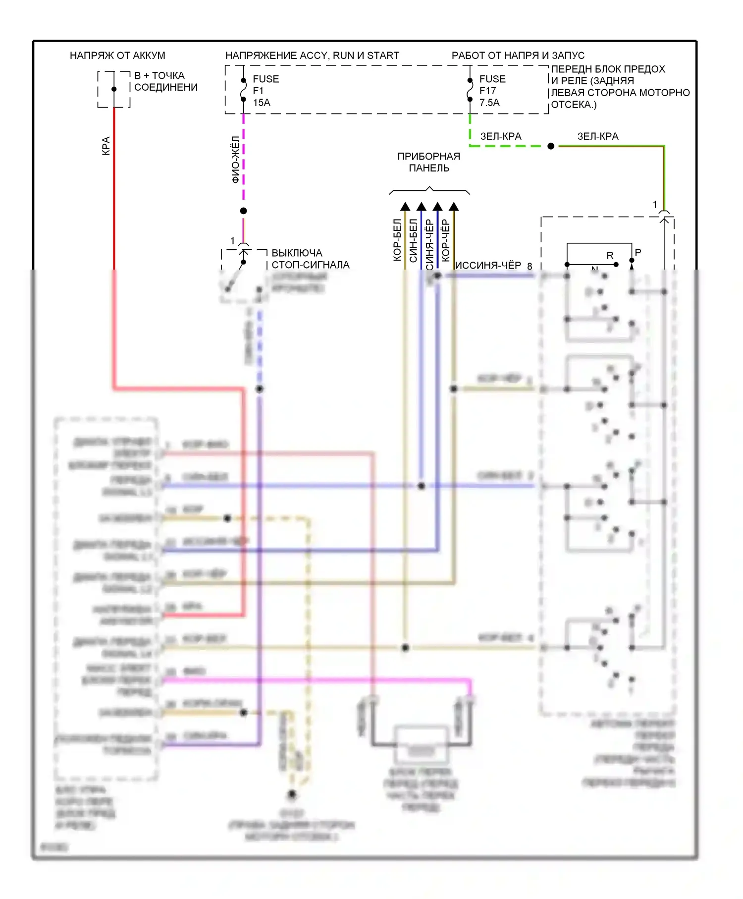 5 серия BMW E34 (1988-1996): Электросхема блокировки селектора 