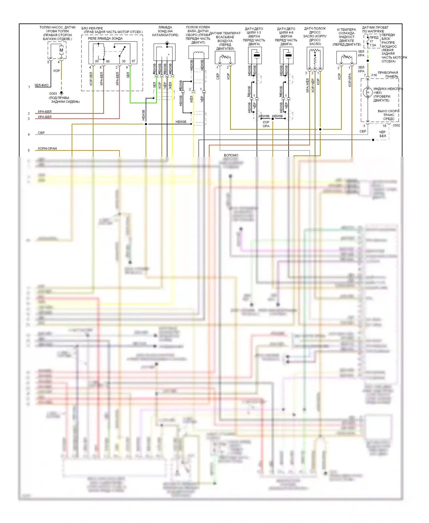 5 серия BMW E34 (1988-1996): Электросхема двигателя 2.5ls (2 из 2) 