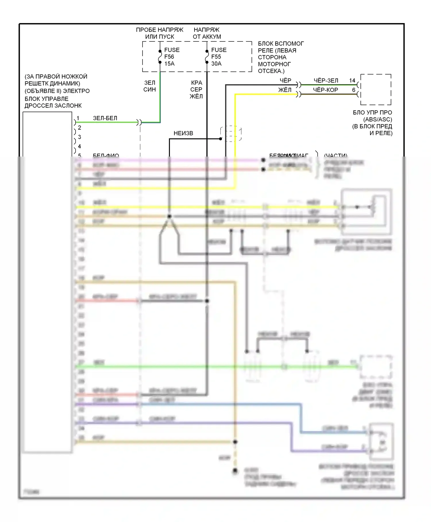 5 серия BMW E34 (1988-1996): Электросхема двигателя 4.0л, электросхема электронного управления дроссельной заслонкой 