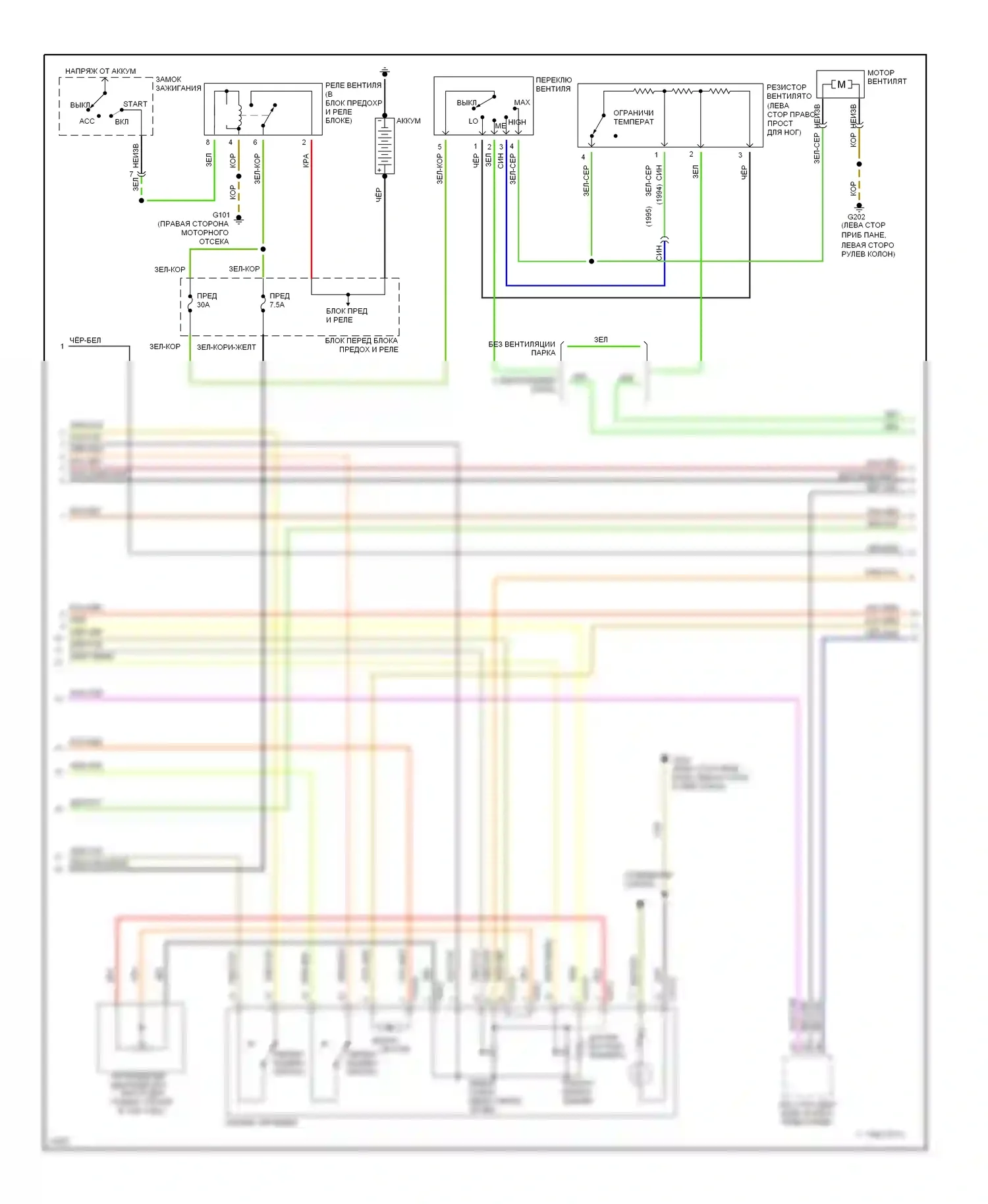 5 серия BMW E34 (1988-1996): Электросхемы кондиционирования воздуха (2 из 3) 