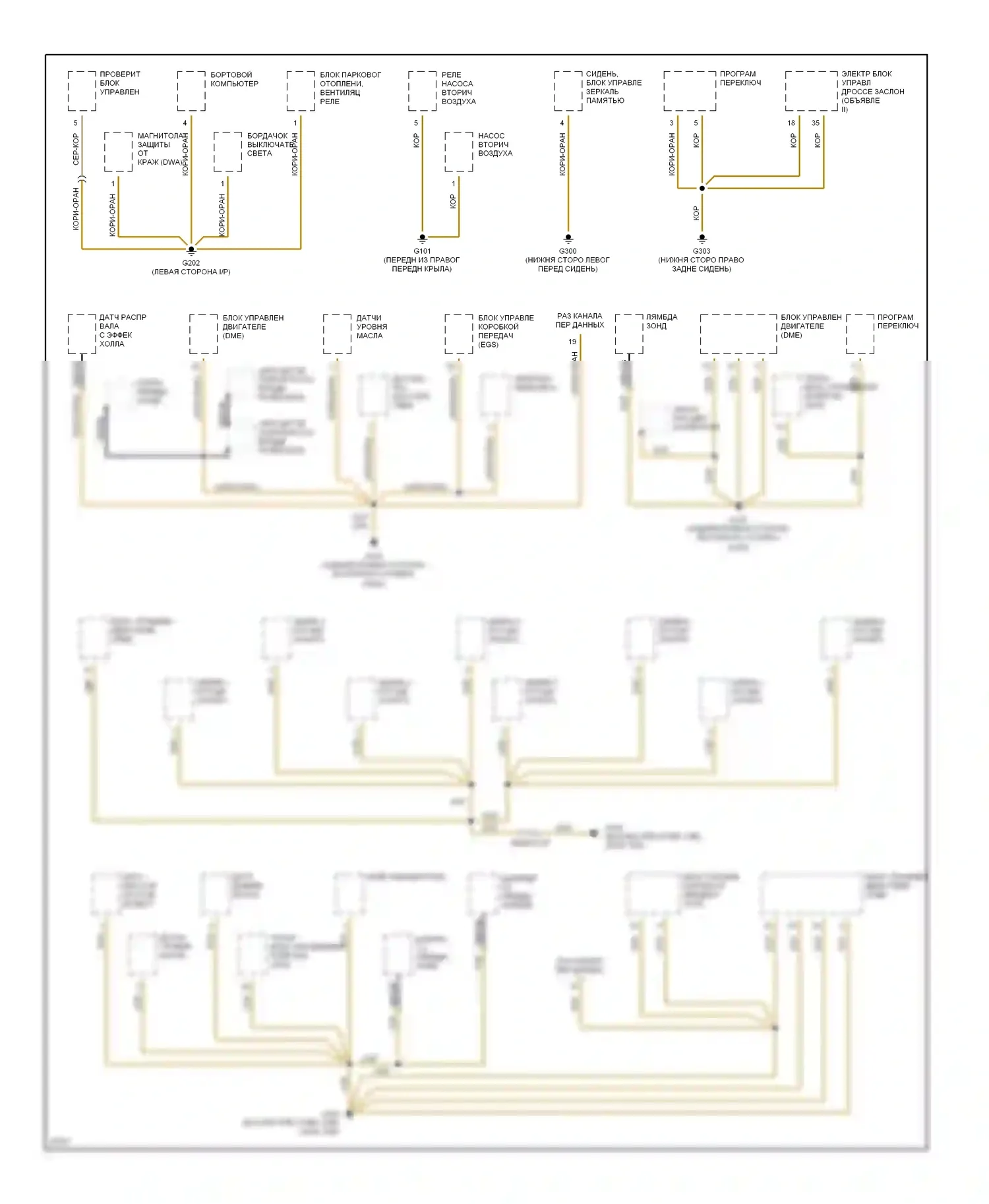 5 серия BMW E34 (1988-1996): Электросхема разводки массы (6 из 6) 