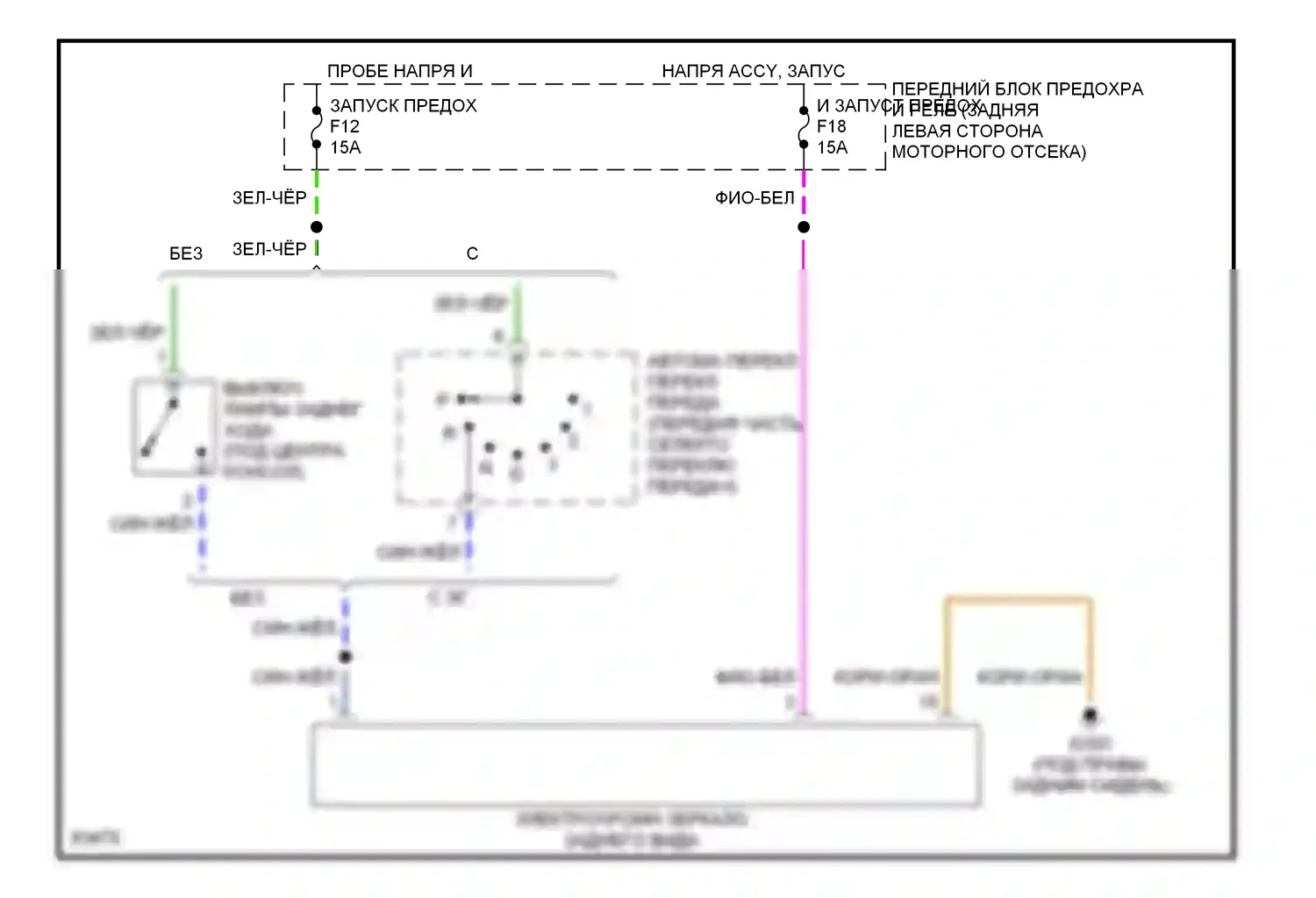 5 серия BMW E34 (1988-1996): Электросхема электрохромного зеркала 