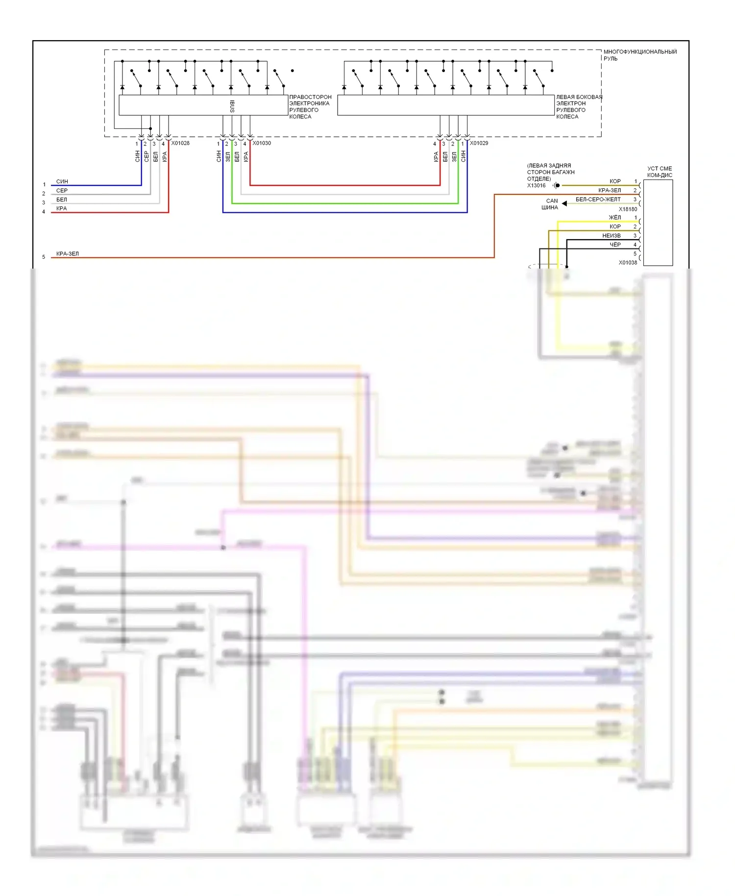 5 серия BMW E39 рестайлинг (2000-2004): Электросхема магнитолы премиум-класса, вагон с верхней магнитолой hifi (3 из 3) 