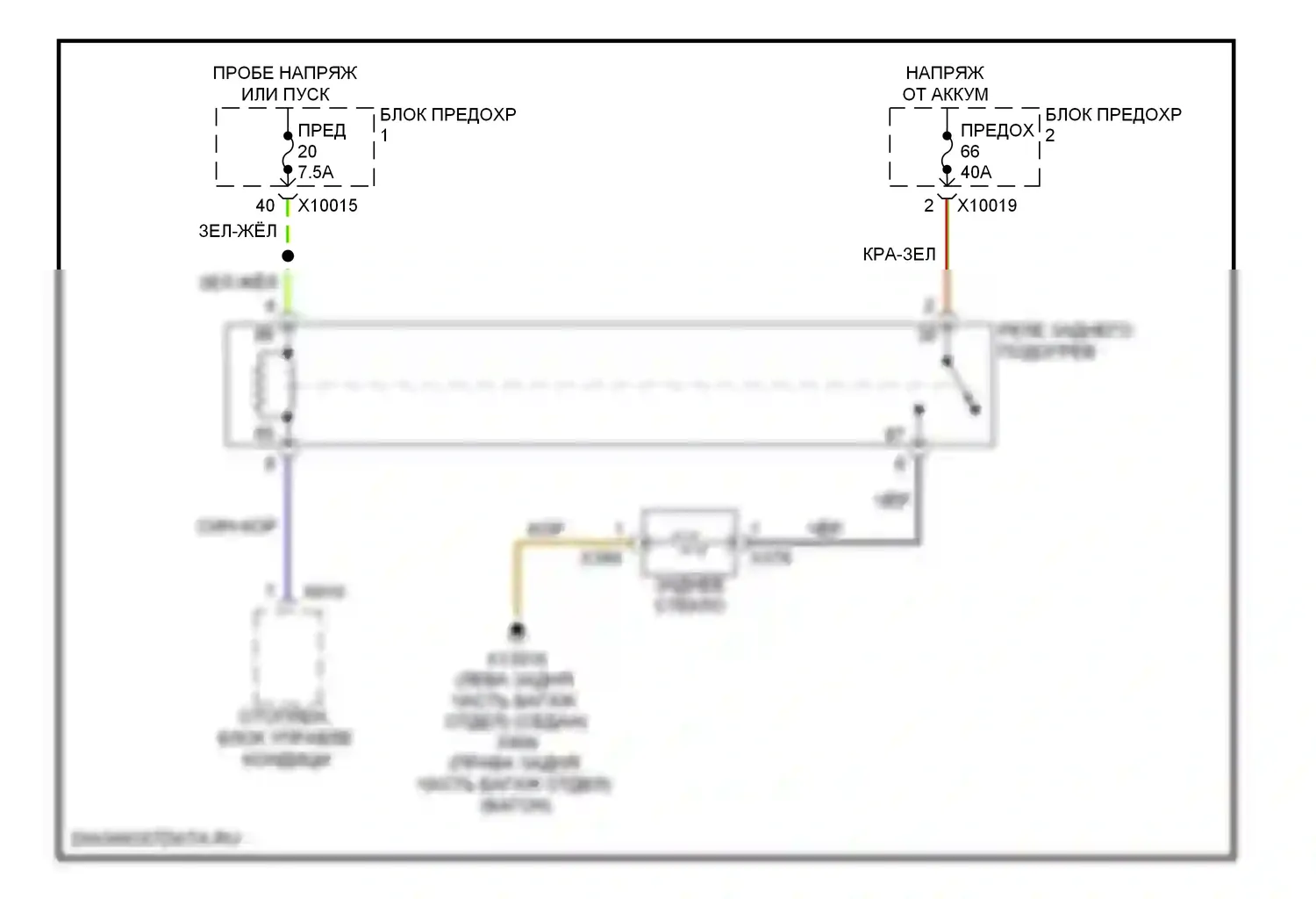 5 серия BMW E39 рестайлинг (2000-2004): Электросхема подогрева стекол 