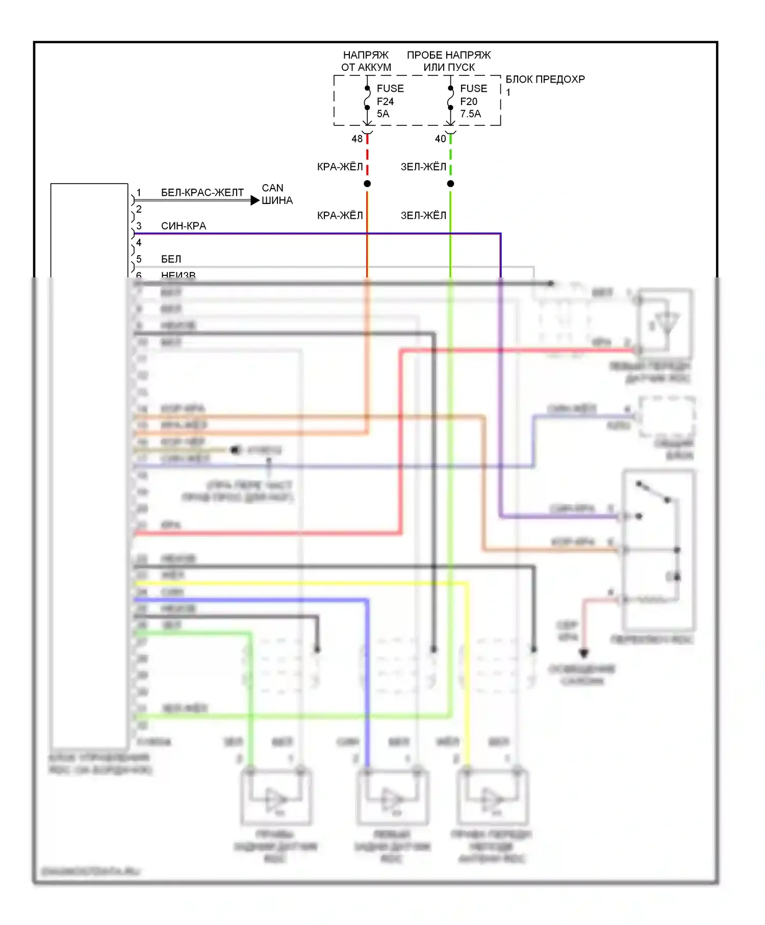 5 серия BMW E39 рестайлинг (2000-2004): Электросхема контроля давления в шинах 