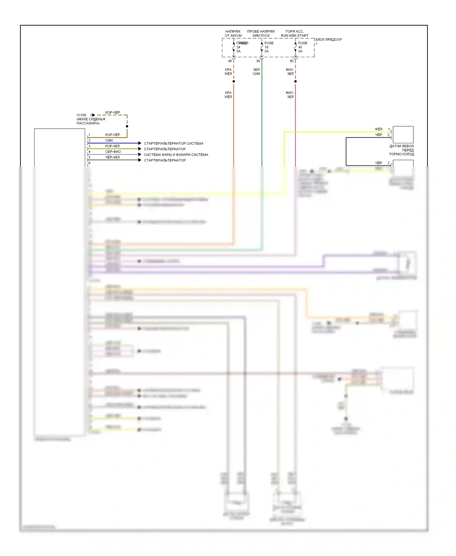 5 серия BMW E39 рестайлинг (2000-2004): Электросхема приборной панели, без ike 