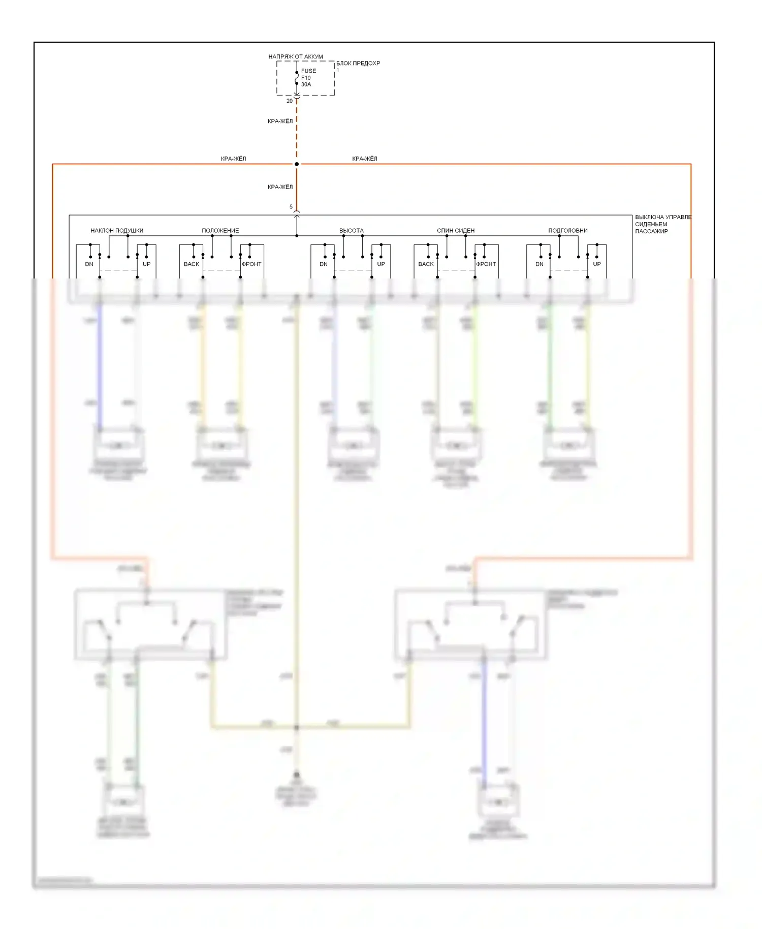 5 серия BMW E39 рестайлинг (2000-2004): Электросхема сиденья питания для пассажиров 