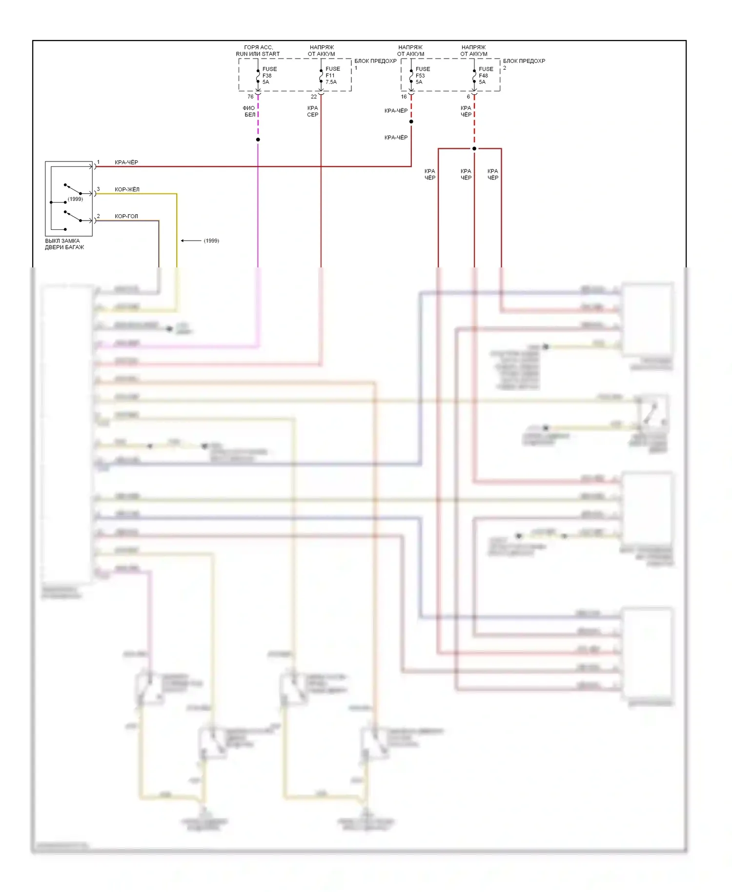 5 серия BMW E39 рестайлинг (2000-2004): Электросхема защиты от взлома 