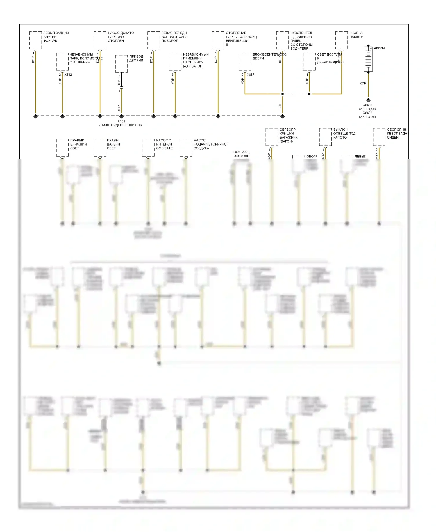 5 серия BMW E39 рестайлинг (2000-2004): Электросхема разводки массы (1 из 6) 
