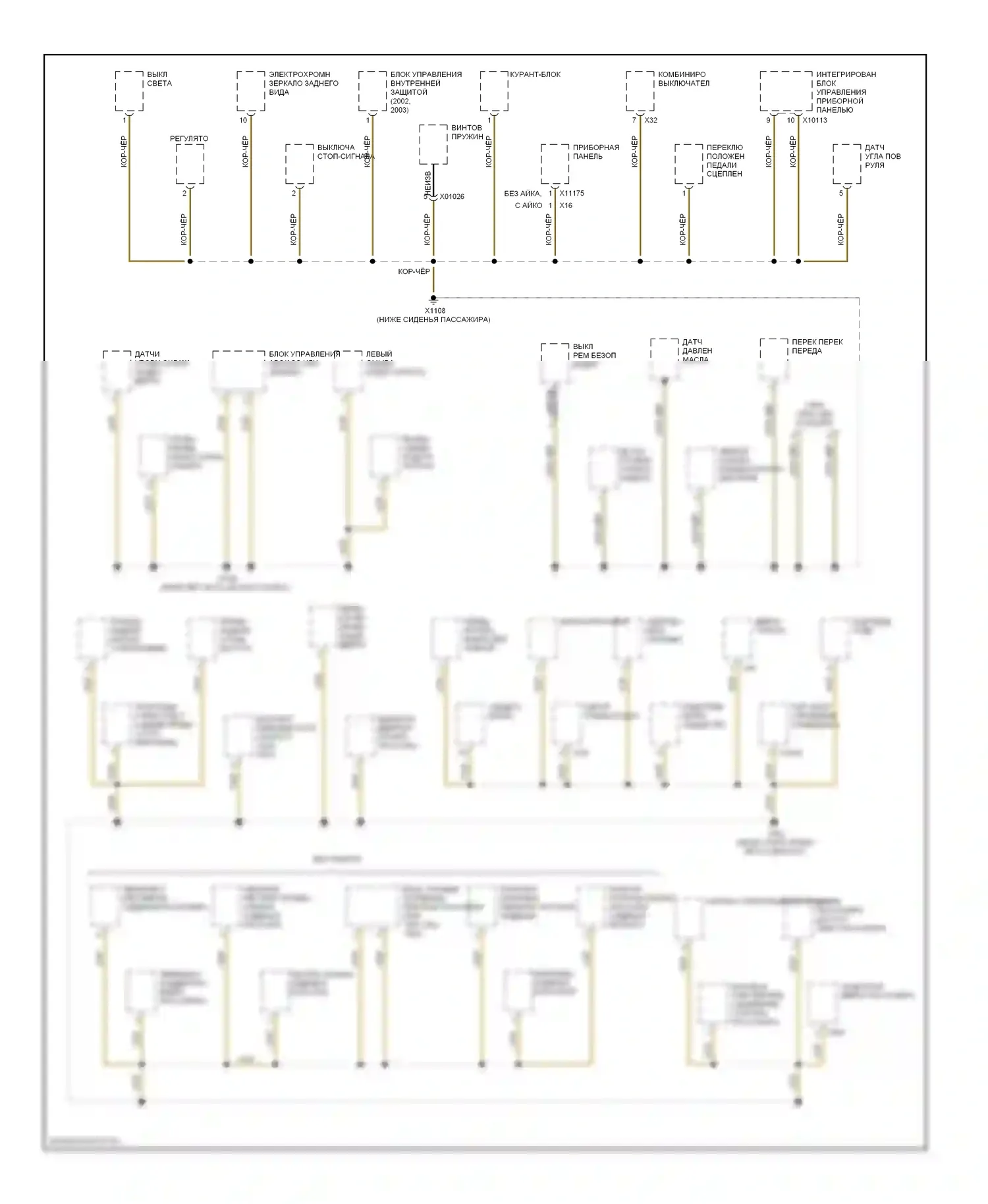 5 серия BMW E39 рестайлинг (2000-2004): Электросхема разводки массы (2 из 6) 