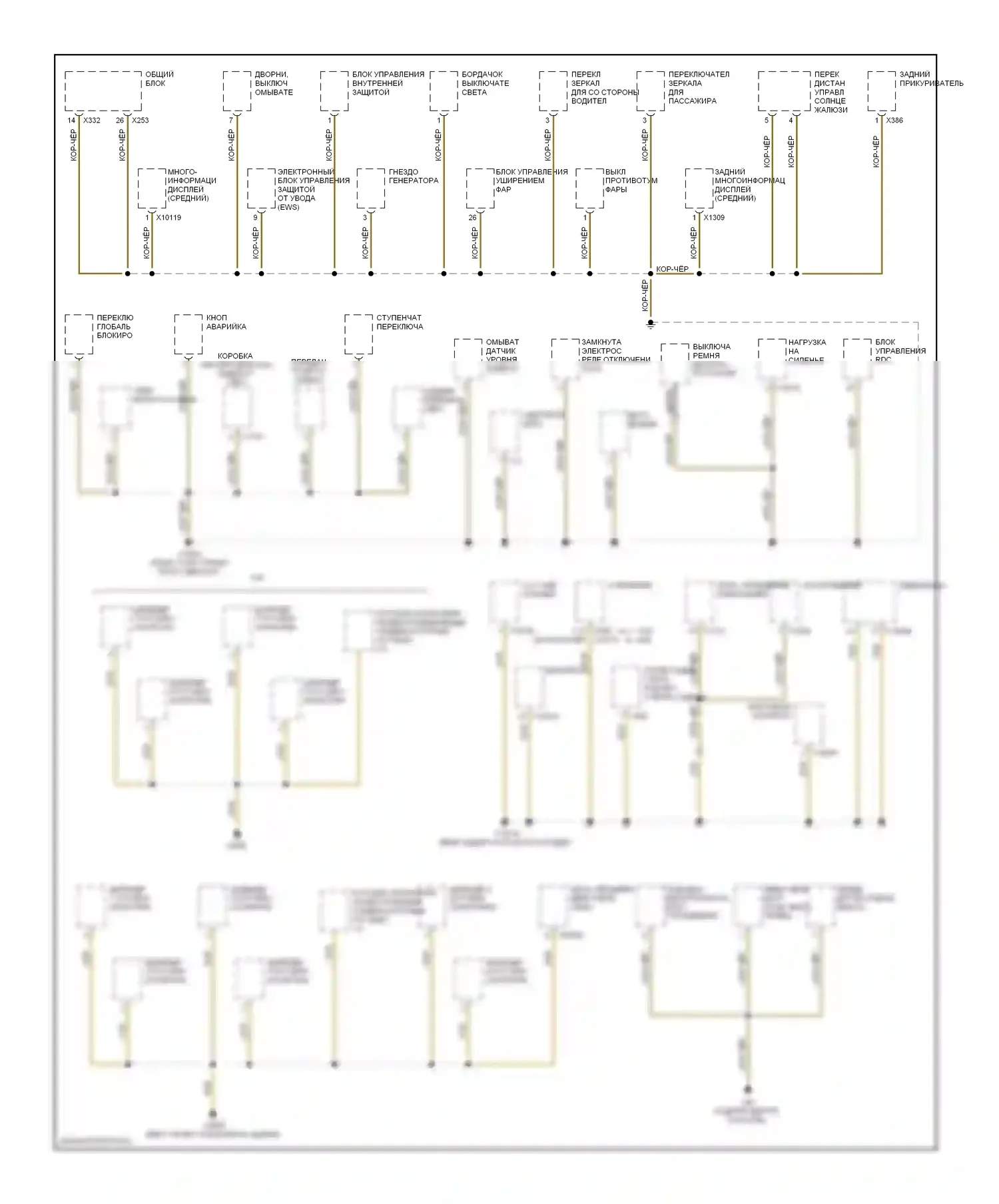 5 серия BMW E39 рестайлинг (2000-2004): Электросхема разводки массы (3 из 6) 