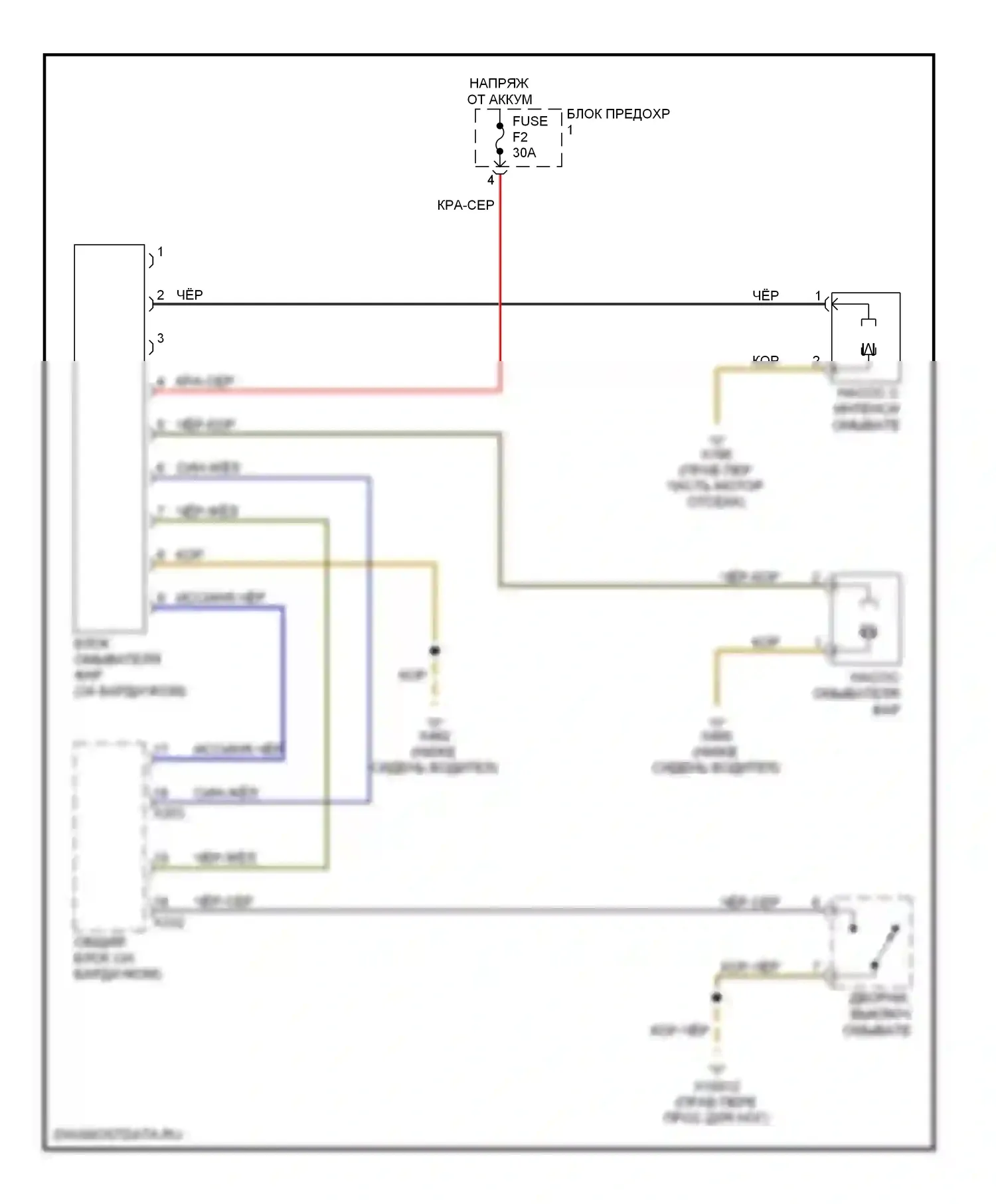 5 серия BMW E39 (1995-2000): Электросхема омывателя фар 