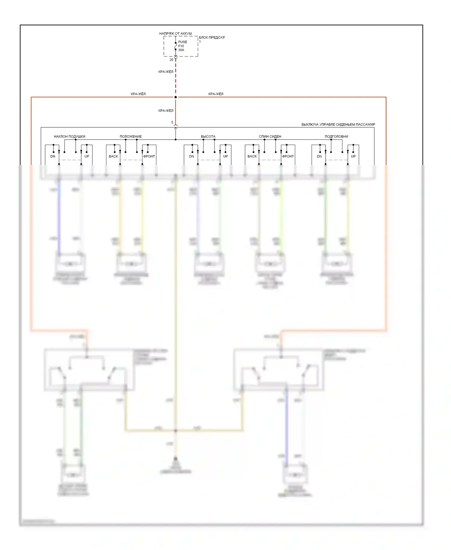 5 серия BMW E39 (1995-2000): Электросхема сиденья питания пассажира 