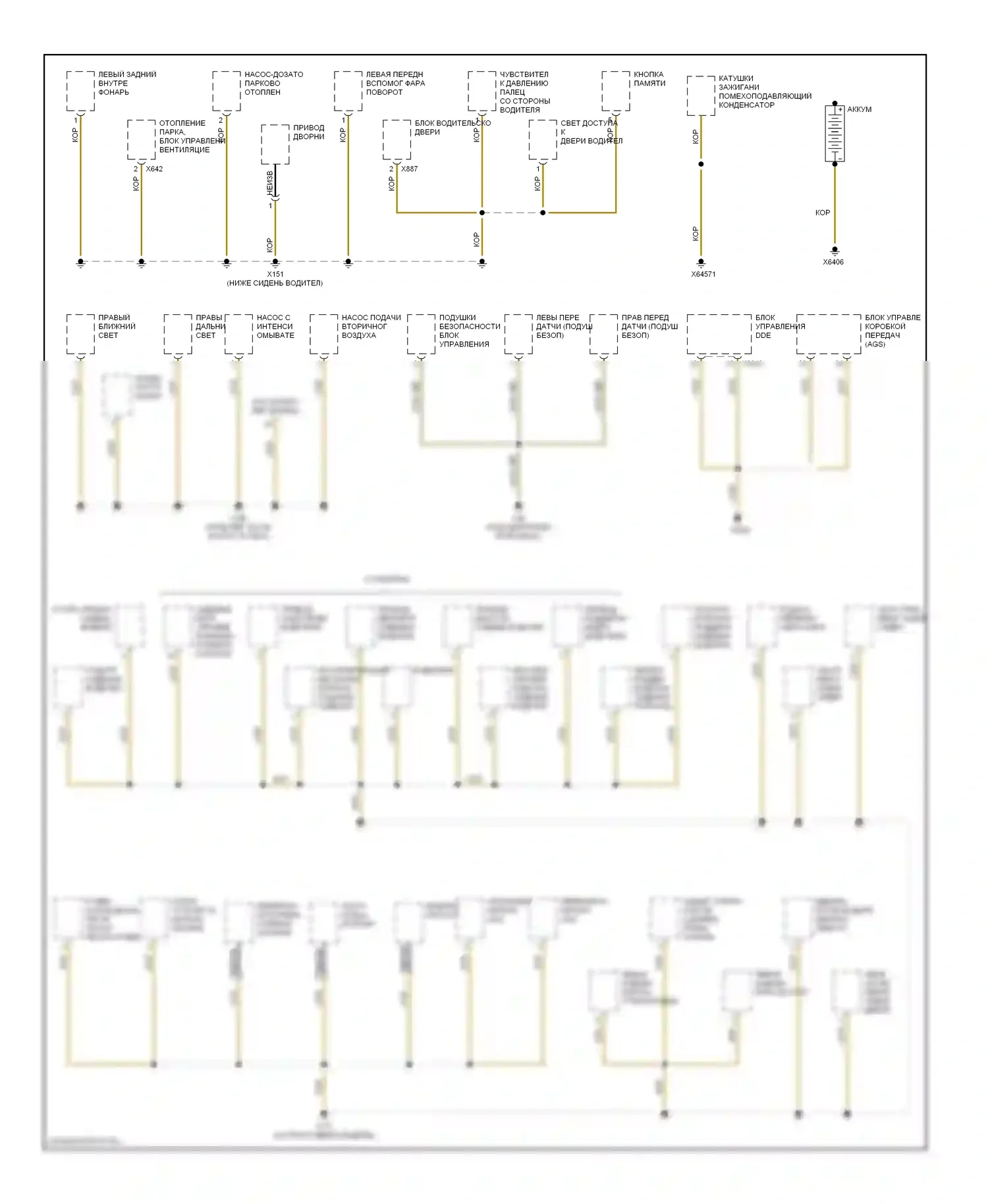 5 серия BMW E39 (1995-2000): Электросхема точек подключения масс (1 из 3) 