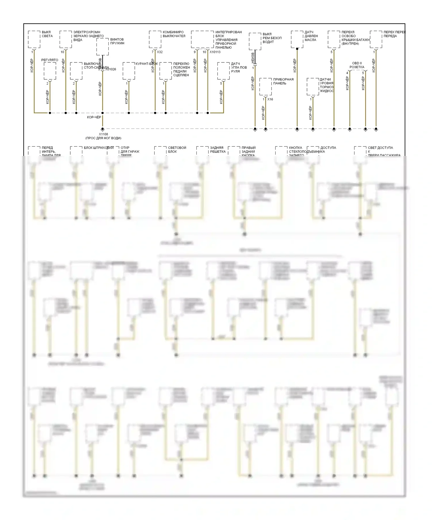 5 серия BMW E39 (1995-2000): Электросхема точек подключения масс (2 из 3) 