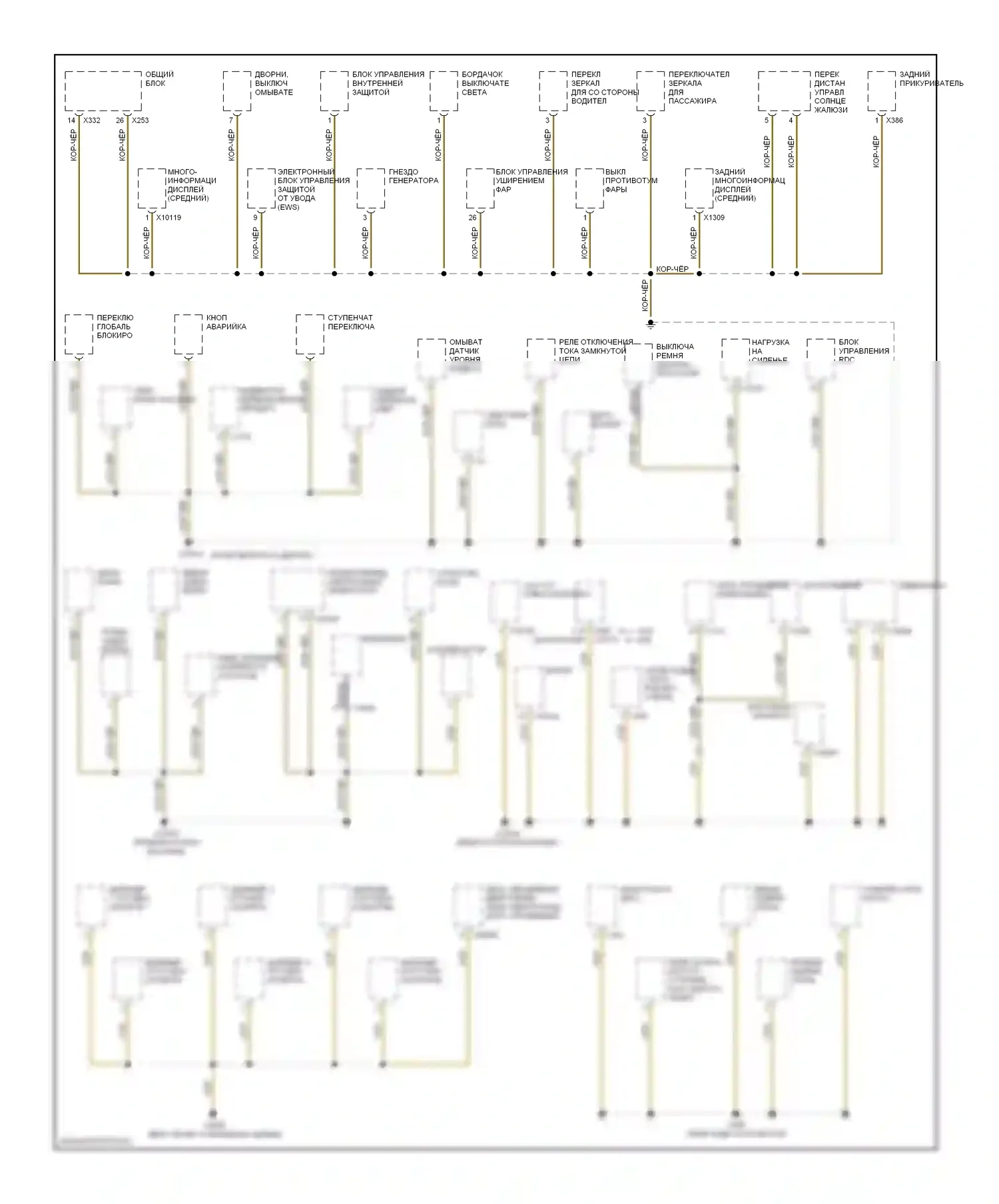 5 серия BMW E39 (1995-2000): Электросхема точек подключения масс (3 из 3) 
