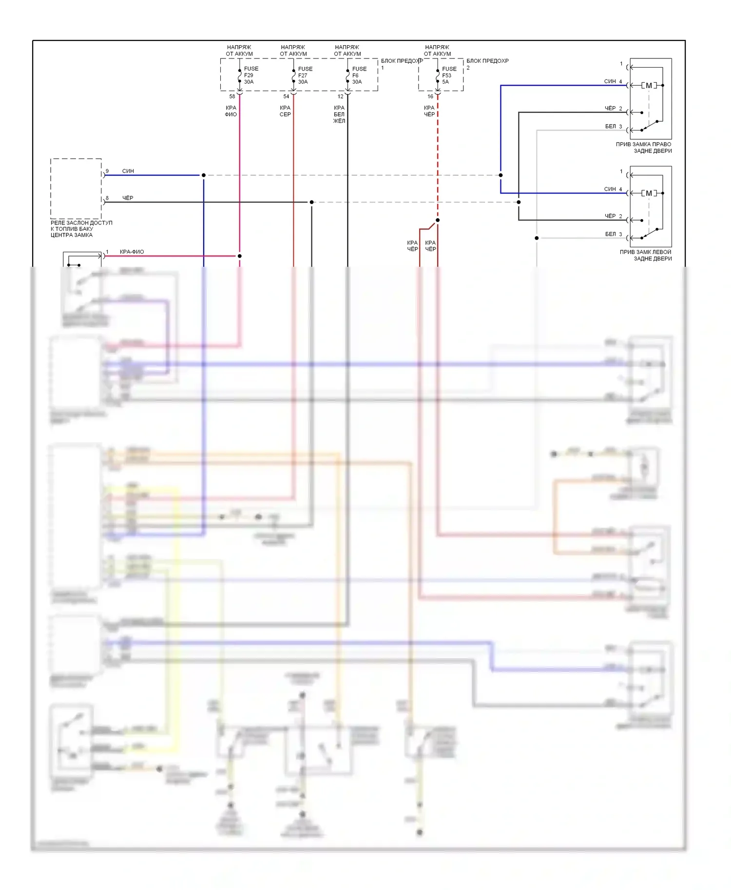 5 серия BMW E39 (1995-2000): Электросхема центрального замка 