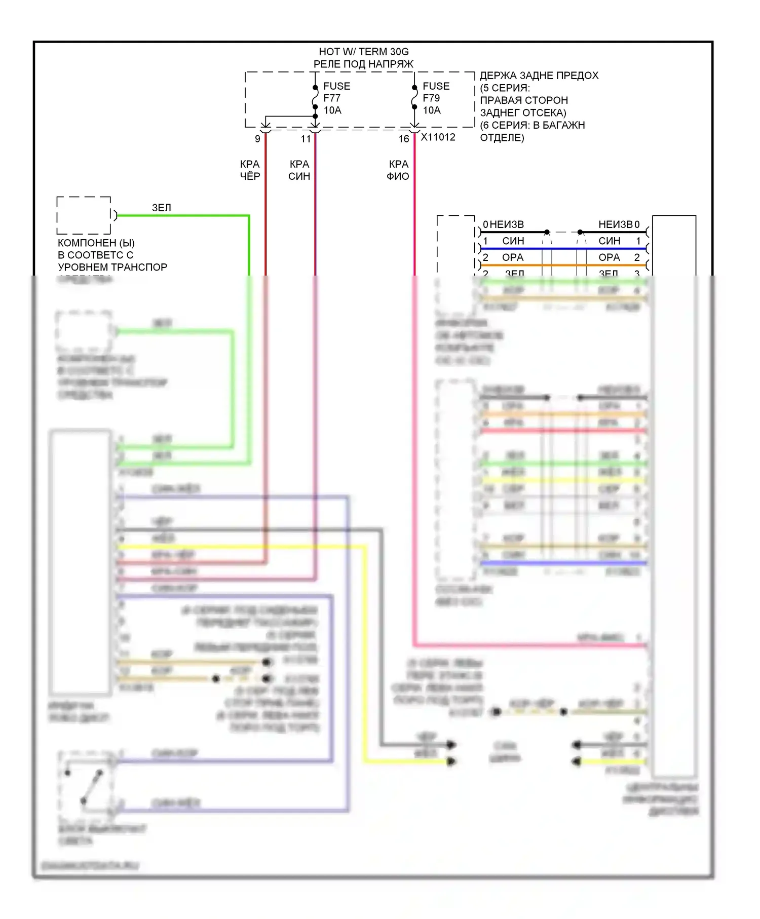 5 серия BMW E60/E61 рестайлинг (2007-2010): Электросхема дисплея 