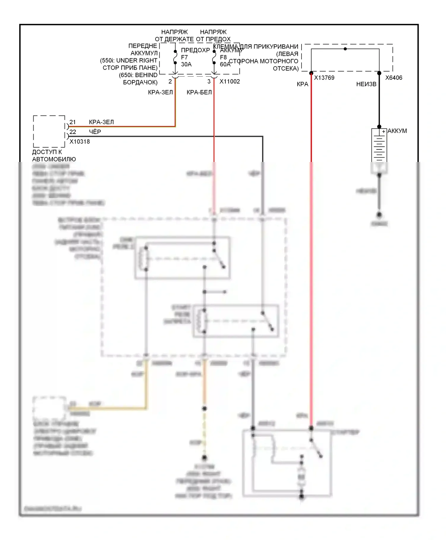 5 серия BMW E60/E61 рестайлинг (2007-2010): Электросхема стартера 