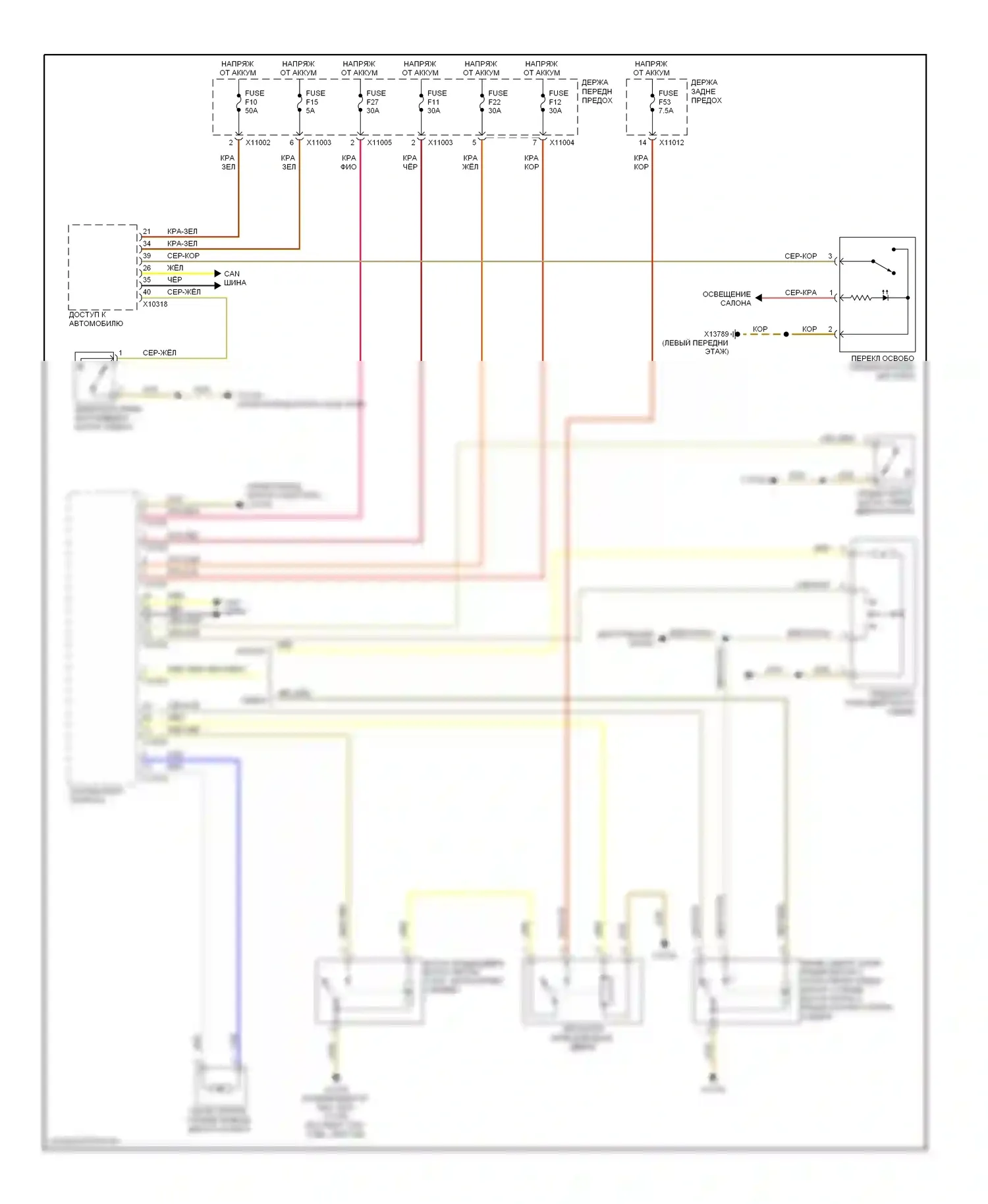 5 серия BMW E60/E61 (2002-2007): Электросхема открытия багажника и лючка топливного бака 