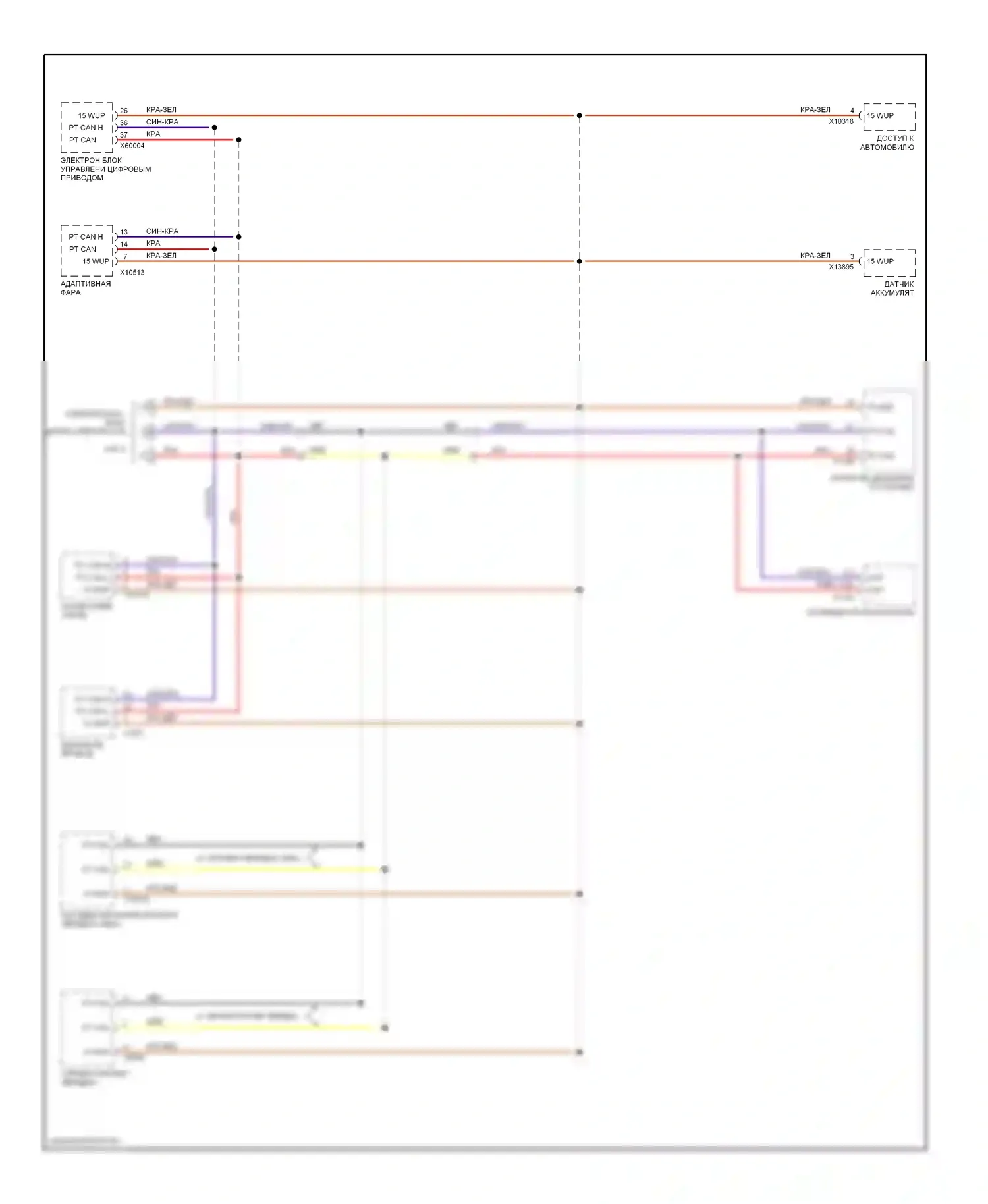 5 серия BMW E60/E61 (2002-2007): Электросхема шины данных (1 из 3) 
