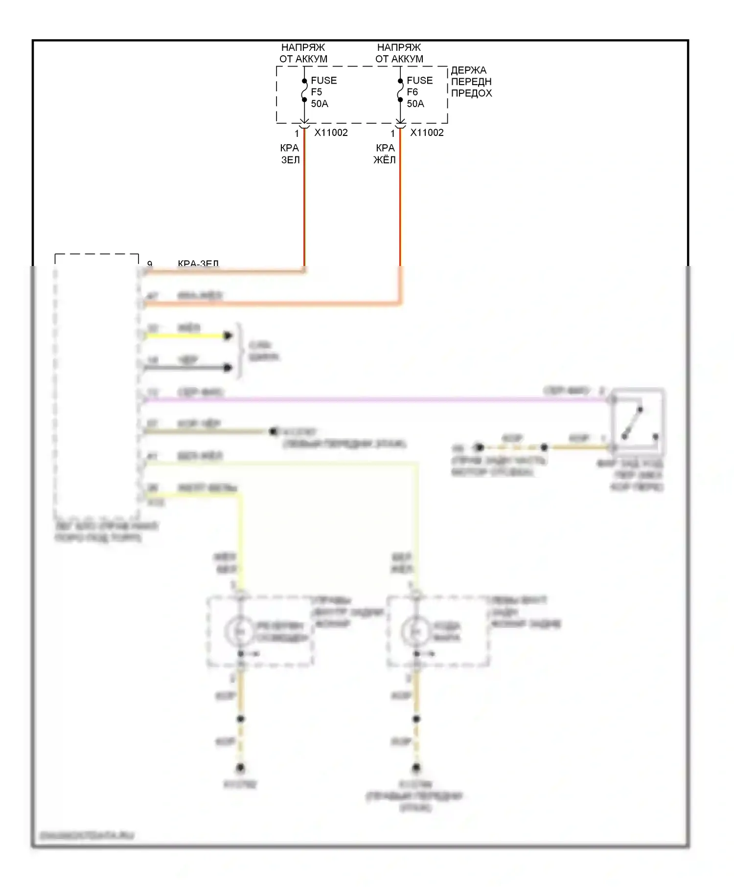 5 серия BMW E60/E61 (2002-2007): Электросхема фонарей заднего хода, вагон 