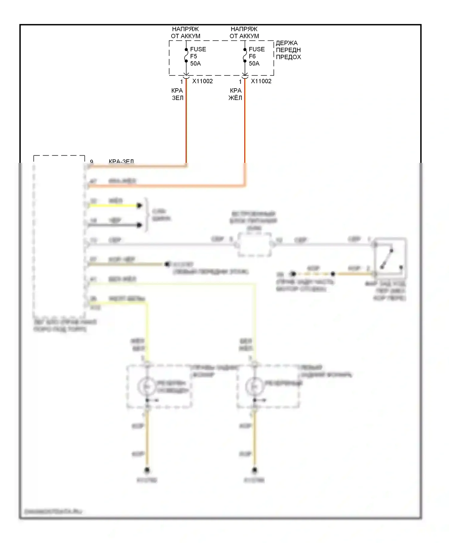 5 серия BMW E60/E61 (2002-2007): Электросхема фонарей заднего хода 