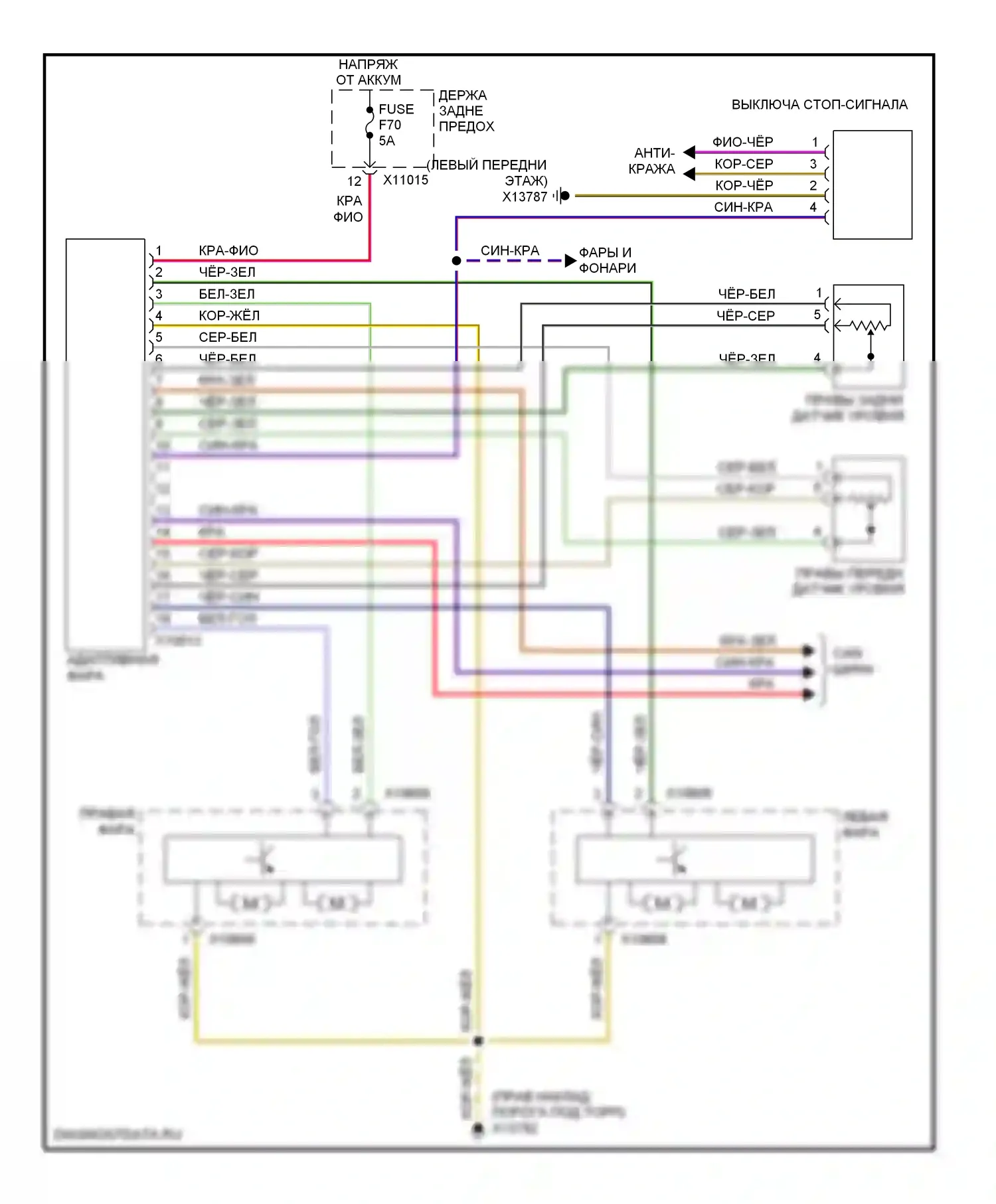 5 серия BMW E60/E61 (2002-2007): Электросхема адаптивного переднего освещения, раннего выпуска 