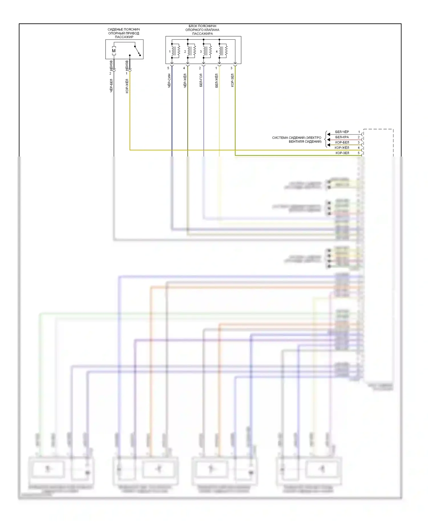 5 серия BMW E60/E61 (2002-2007): Электросхема сиденья пассажира с памятью, с поясницей (2 из 2) 