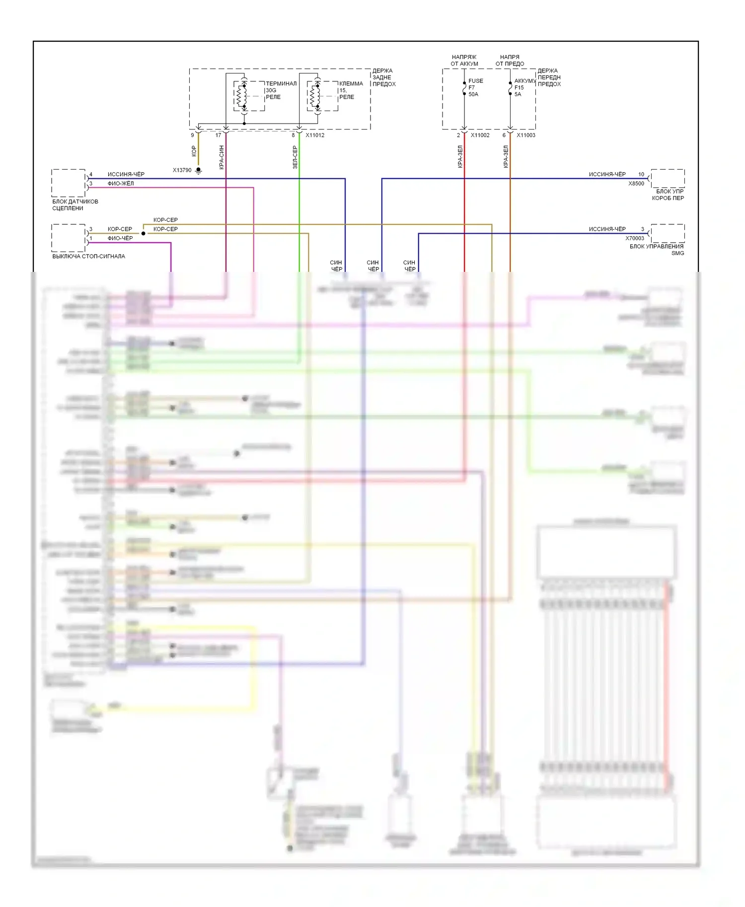 5 серия BMW E60/E61 (2002-2007): Электросхема системы бесключевого доступа 