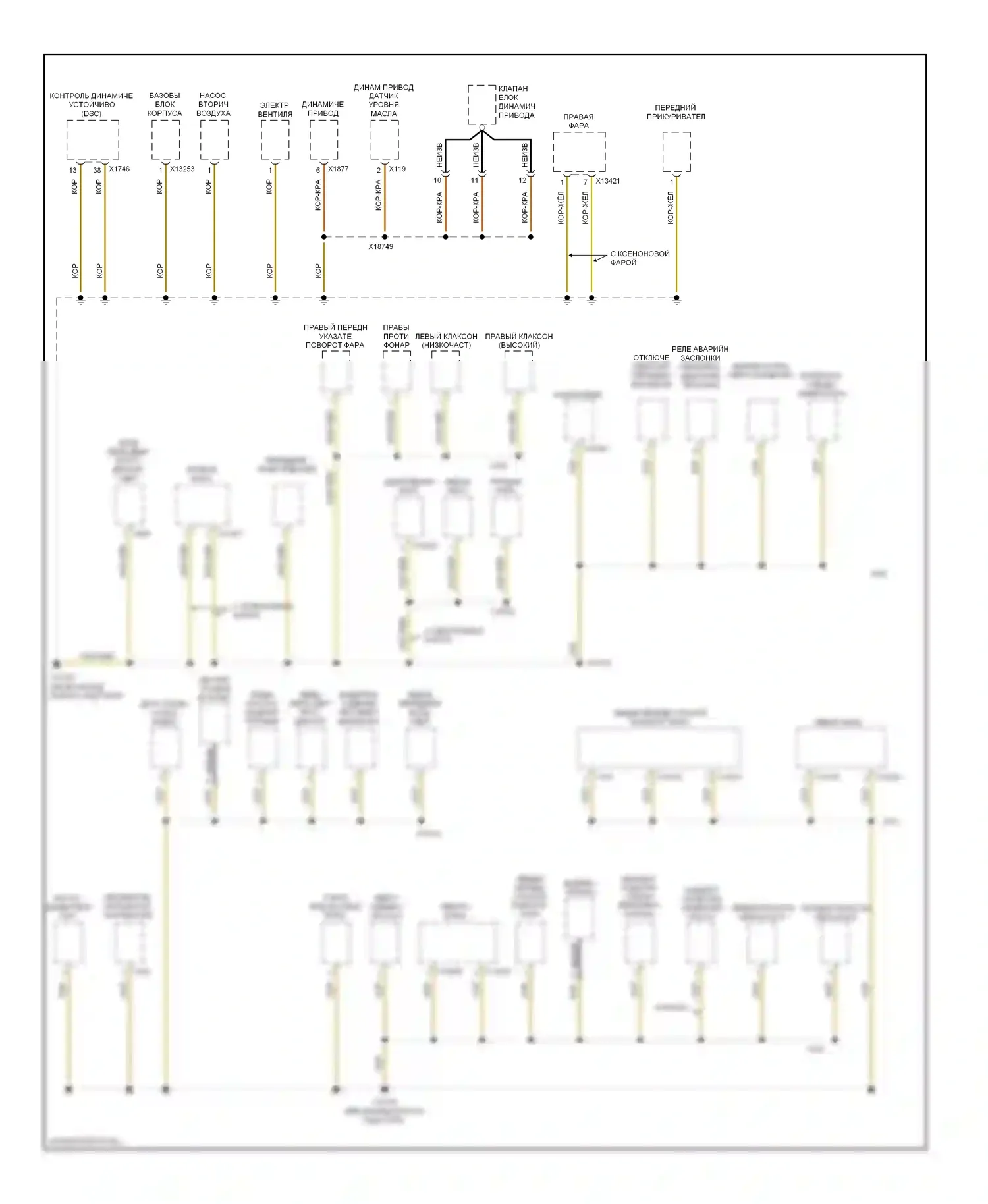 5 серия BMW E60/E61 (2002-2007): Электросхема распределения массы, позднего выпуска (3 из 7) 
