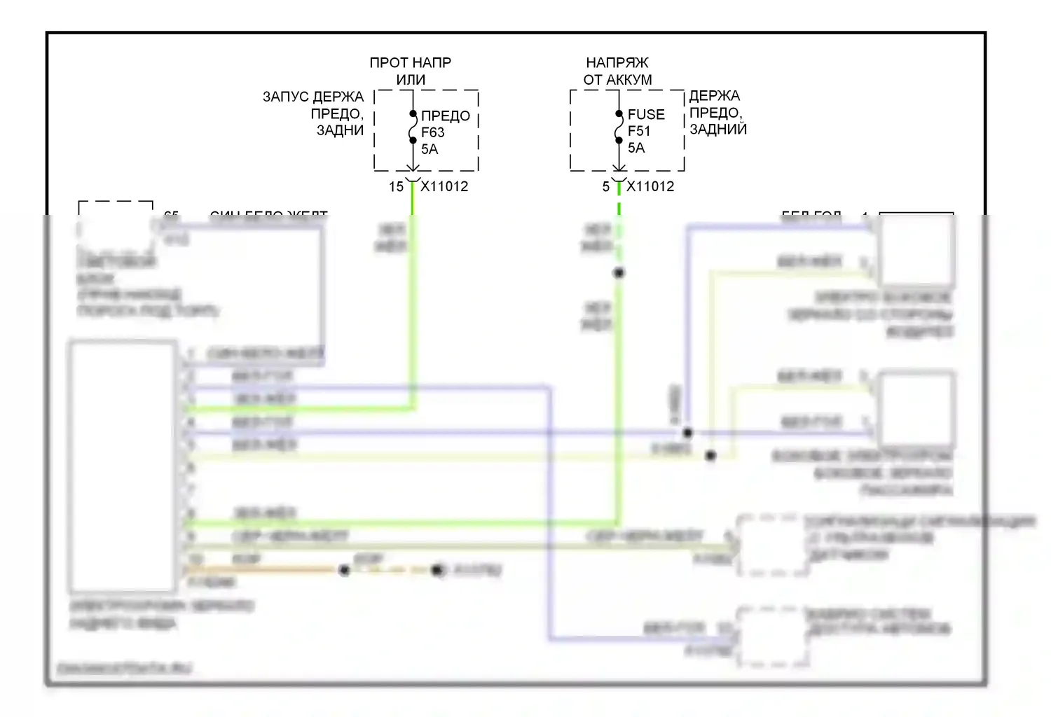 5 серия BMW E60/E61 (2002-2007): Электросхема электрохромного зеркала 